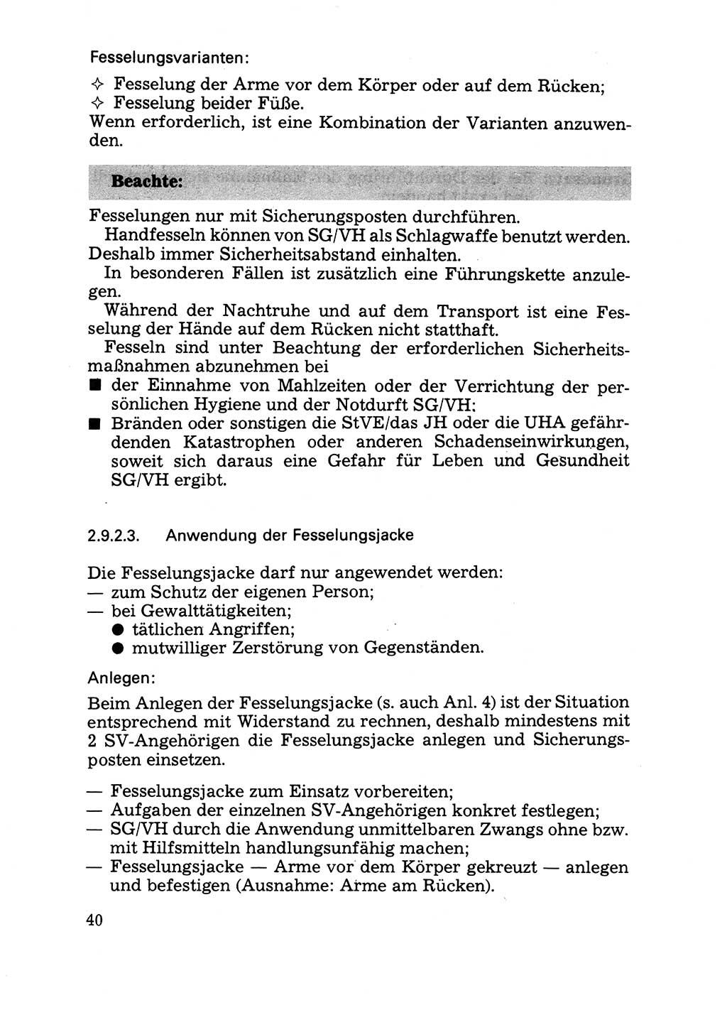 Handbuch für operative Dienste, Abteilung Strafvollzug (SV) [Ministerium des Innern (MdI) Deutsche Demokratische Republik (DDR)] 1981, Seite 40 (Hb. op. D. Abt. SV MdI DDR 1981, S. 40)