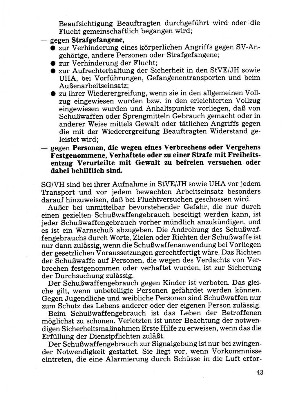 Handbuch für operative Dienste, Abteilung Strafvollzug (SV) [Ministerium des Innern (MdI) Deutsche Demokratische Republik (DDR)] 1981, Seite 43 (Hb. op. D. Abt. SV MdI DDR 1981, S. 43)