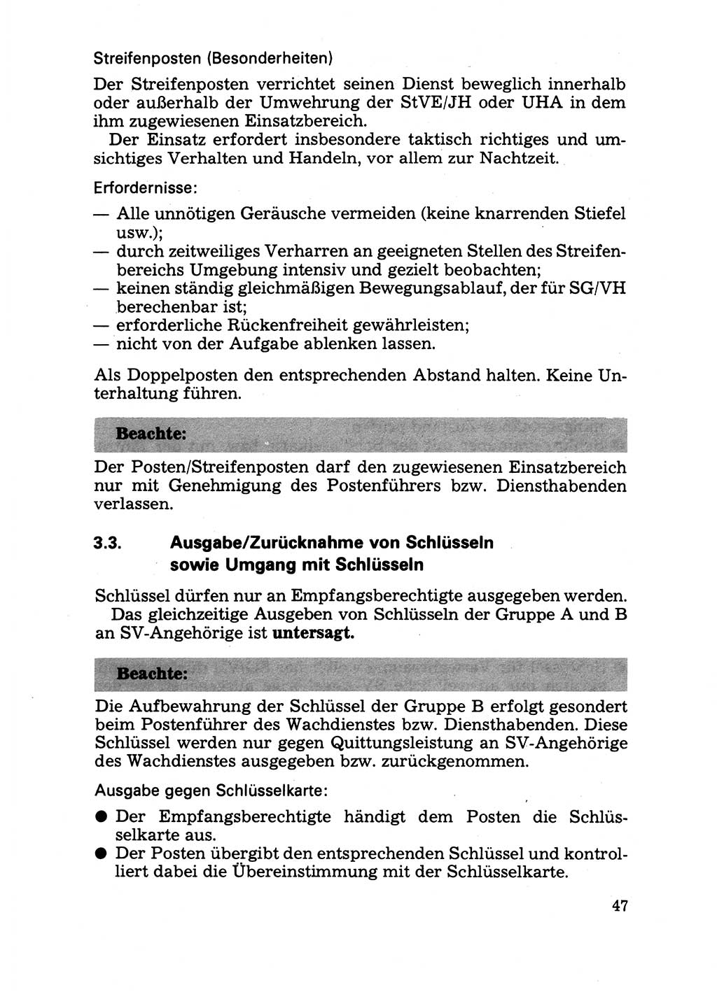Handbuch für operative Dienste, Abteilung Strafvollzug (SV) [Ministerium des Innern (MdI) Deutsche Demokratische Republik (DDR)] 1981, Seite 47 (Hb. op. D. Abt. SV MdI DDR 1981, S. 47)