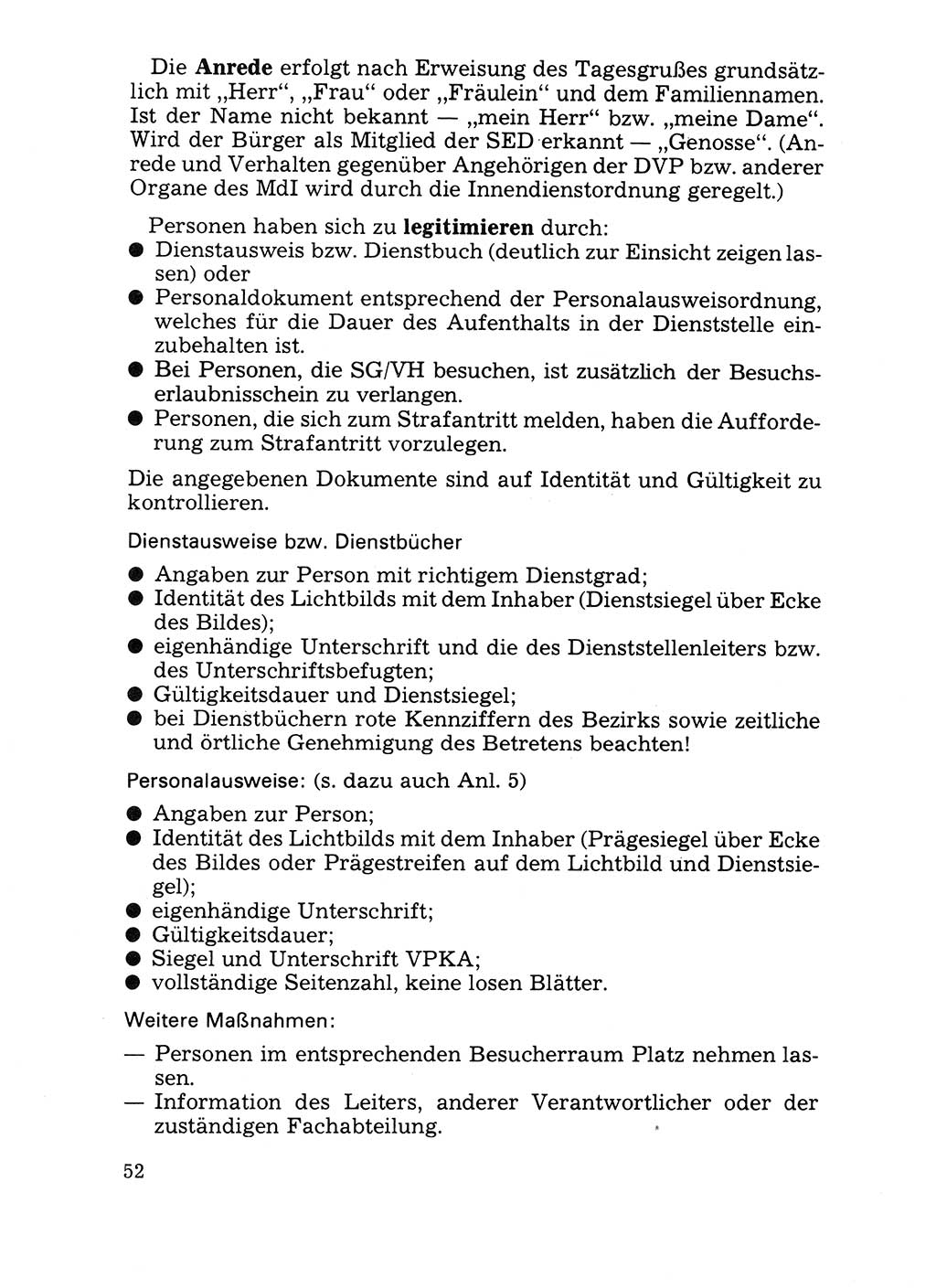 Handbuch für operative Dienste, Abteilung Strafvollzug (SV) [Ministerium des Innern (MdI) Deutsche Demokratische Republik (DDR)] 1981, Seite 52 (Hb. op. D. Abt. SV MdI DDR 1981, S. 52)