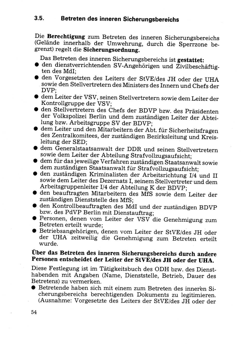 Handbuch für operative Dienste, Abteilung Strafvollzug (SV) [Ministerium des Innern (MdI) Deutsche Demokratische Republik (DDR)] 1981, Seite 54 (Hb. op. D. Abt. SV MdI DDR 1981, S. 54)