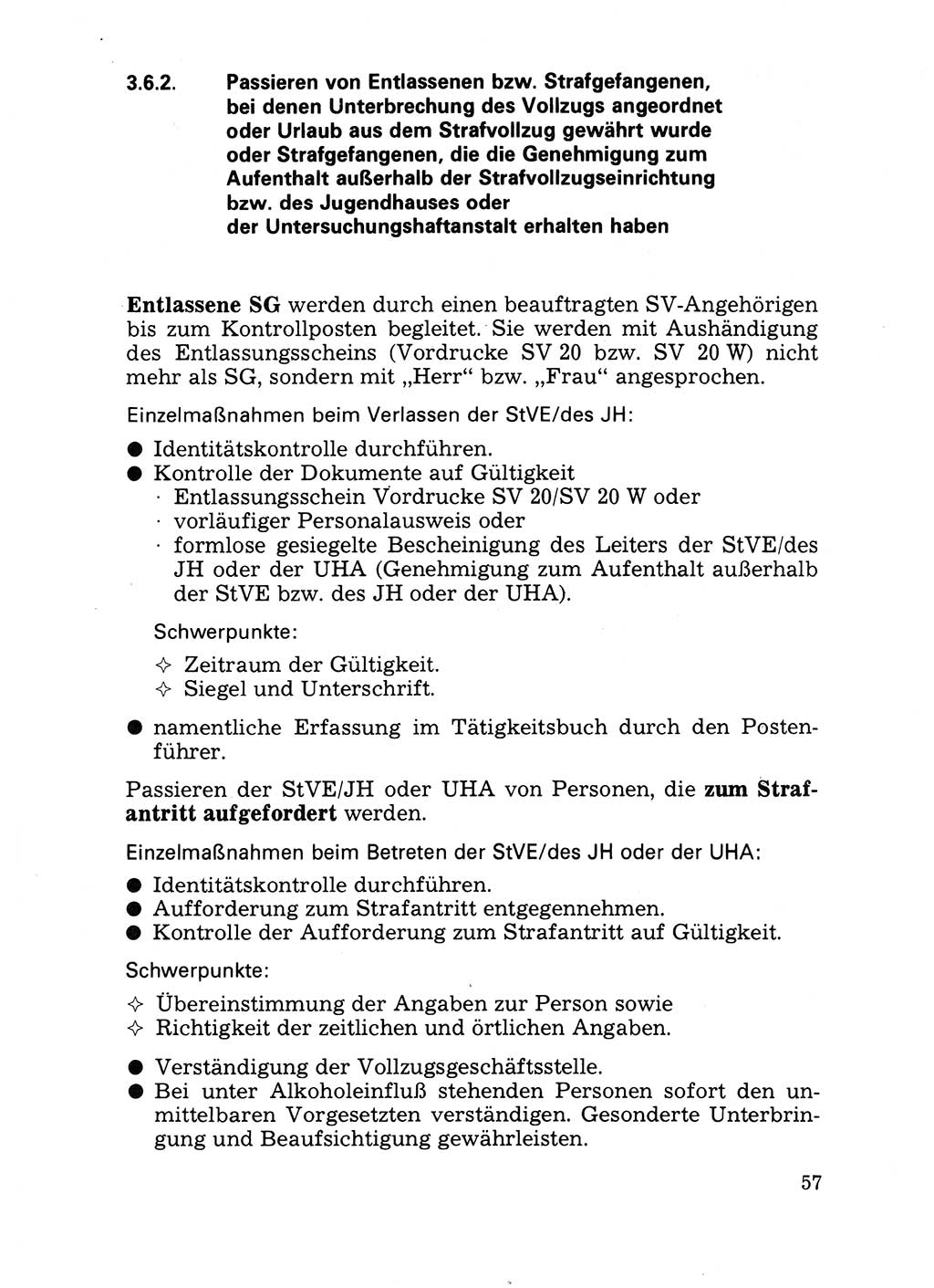 Handbuch für operative Dienste, Abteilung Strafvollzug (SV) [Ministerium des Innern (MdI) Deutsche Demokratische Republik (DDR)] 1981, Seite 57 (Hb. op. D. Abt. SV MdI DDR 1981, S. 57)