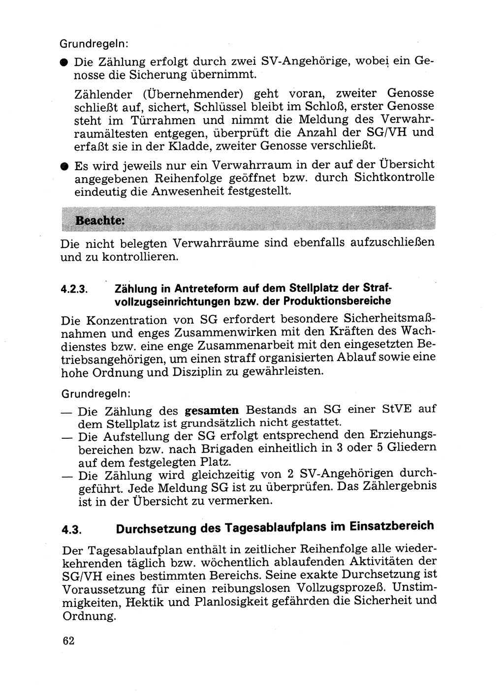 Handbuch für operative Dienste, Abteilung Strafvollzug (SV) [Ministerium des Innern (MdI) Deutsche Demokratische Republik (DDR)] 1981, Seite 62 (Hb. op. D. Abt. SV MdI DDR 1981, S. 62)