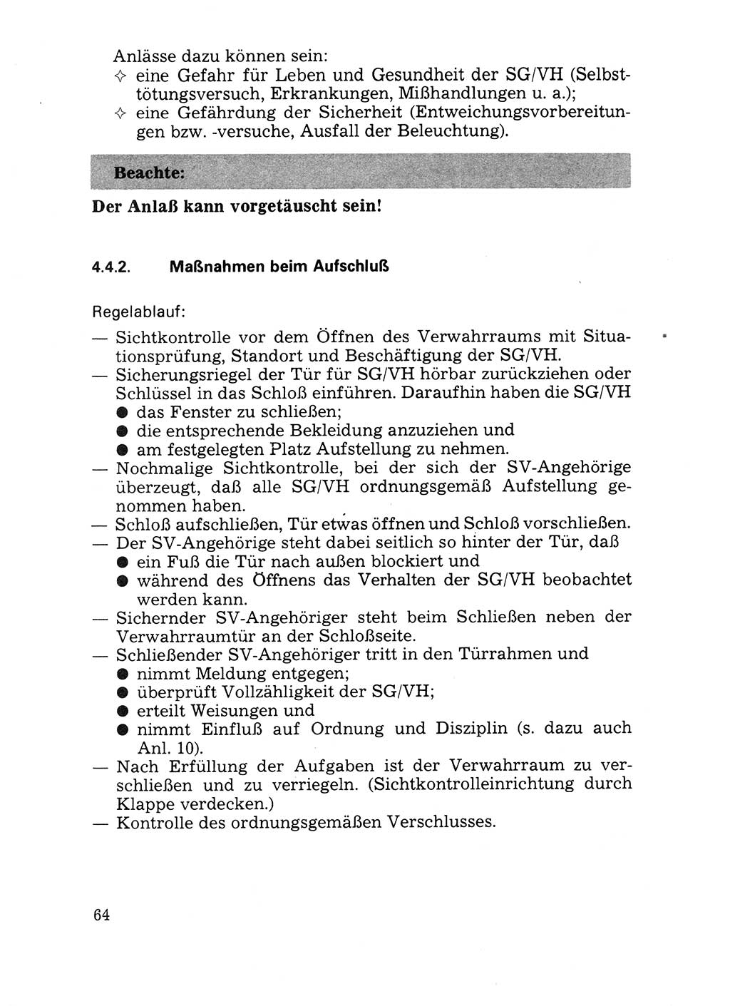 Handbuch für operative Dienste, Abteilung Strafvollzug (SV) [Ministerium des Innern (MdI) Deutsche Demokratische Republik (DDR)] 1981, Seite 64 (Hb. op. D. Abt. SV MdI DDR 1981, S. 64)
