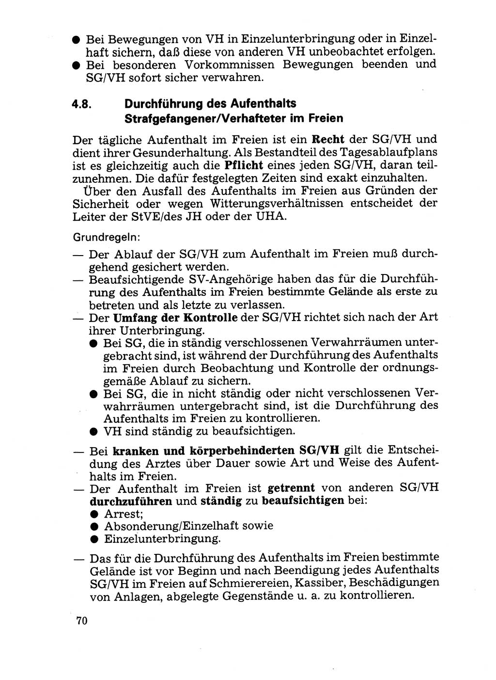 Handbuch für operative Dienste, Abteilung Strafvollzug (SV) [Ministerium des Innern (MdI) Deutsche Demokratische Republik (DDR)] 1981, Seite 70 (Hb. op. D. Abt. SV MdI DDR 1981, S. 70)