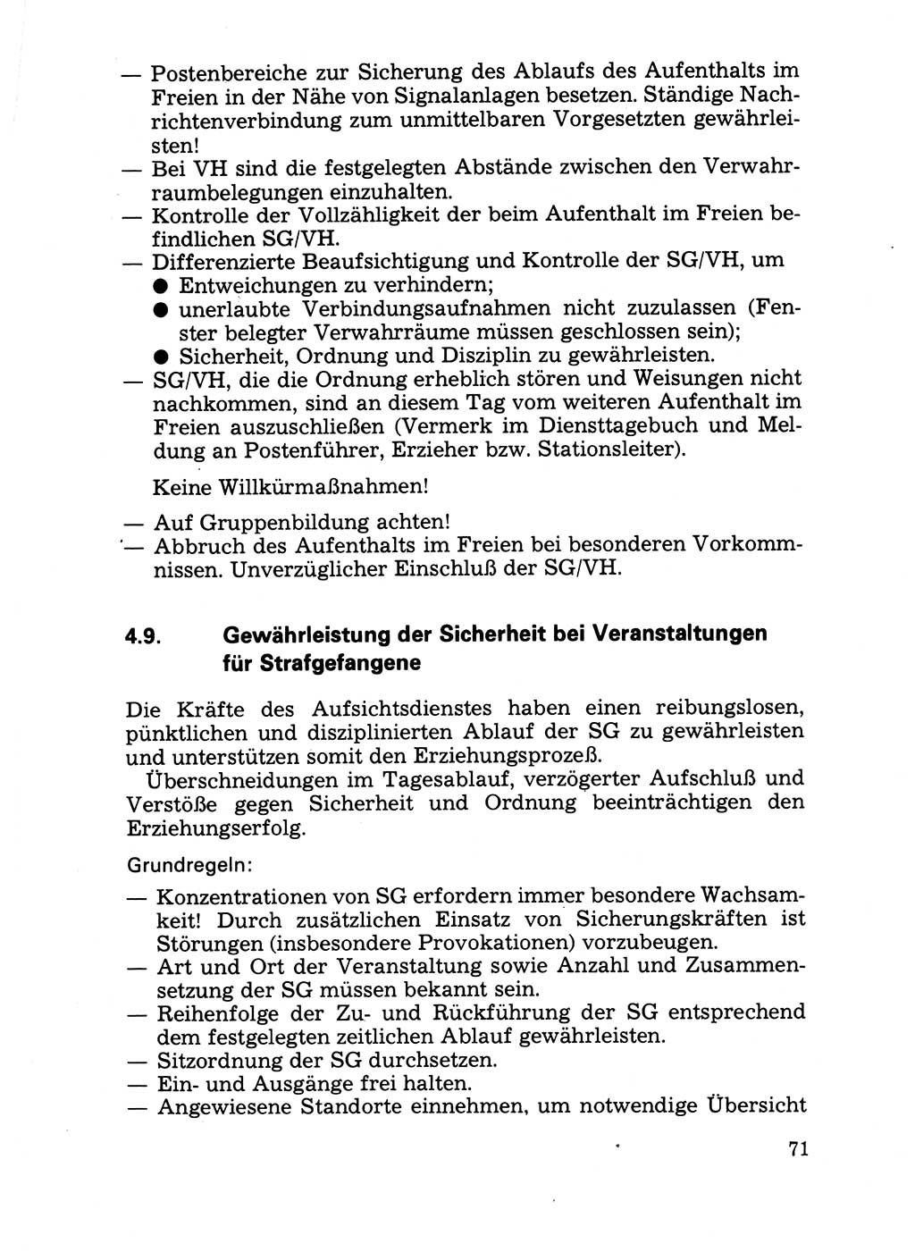 Handbuch für operative Dienste, Abteilung Strafvollzug (SV) [Ministerium des Innern (MdI) Deutsche Demokratische Republik (DDR)] 1981, Seite 71 (Hb. op. D. Abt. SV MdI DDR 1981, S. 71)
