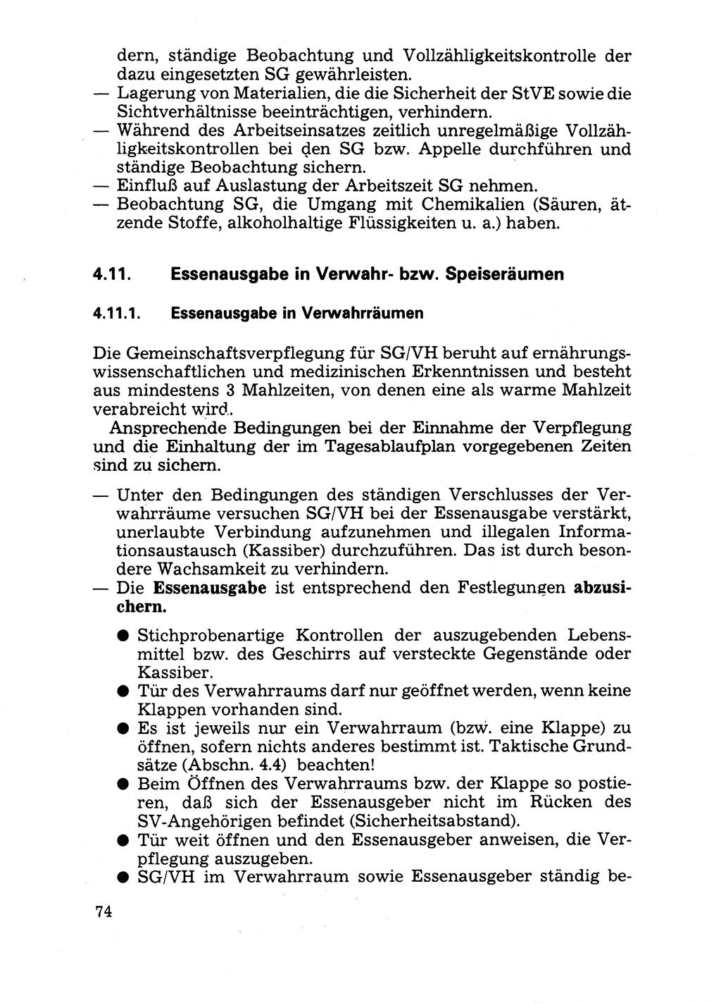 Handbuch für operative Dienste, Abteilung Strafvollzug (SV) [Ministerium des Innern (MdI) Deutsche Demokratische Republik (DDR)] 1981, Seite 74 (Hb. op. D. Abt. SV MdI DDR 1981, S. 74)