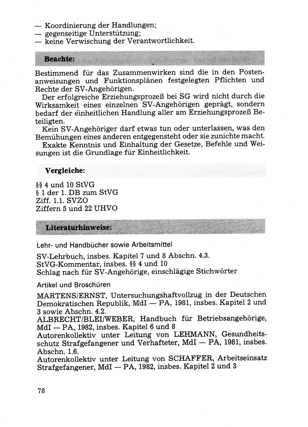 Handbuch für operative Dienste, Abteilung Strafvollzug (SV) [Ministerium des Innern (MdI) Deutsche Demokratische Republik (DDR)] 1981, Seite 78 (Hb. op. D. Abt. SV MdI DDR 1981, S. 78)