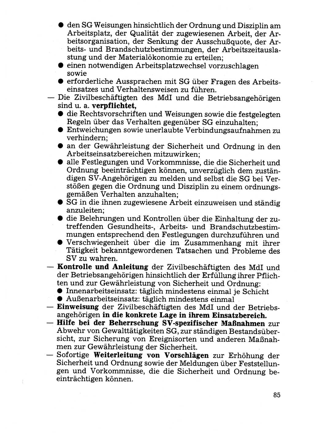 Handbuch für operative Dienste, Abteilung Strafvollzug (SV) [Ministerium des Innern (MdI) Deutsche Demokratische Republik (DDR)] 1981, Seite 85 (Hb. op. D. Abt. SV MdI DDR 1981, S. 85)