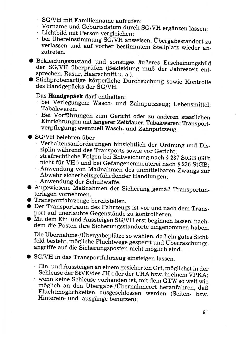 Handbuch für operative Dienste, Abteilung Strafvollzug (SV) [Ministerium des Innern (MdI) Deutsche Demokratische Republik (DDR)] 1981, Seite 91 (Hb. op. D. Abt. SV MdI DDR 1981, S. 91)
