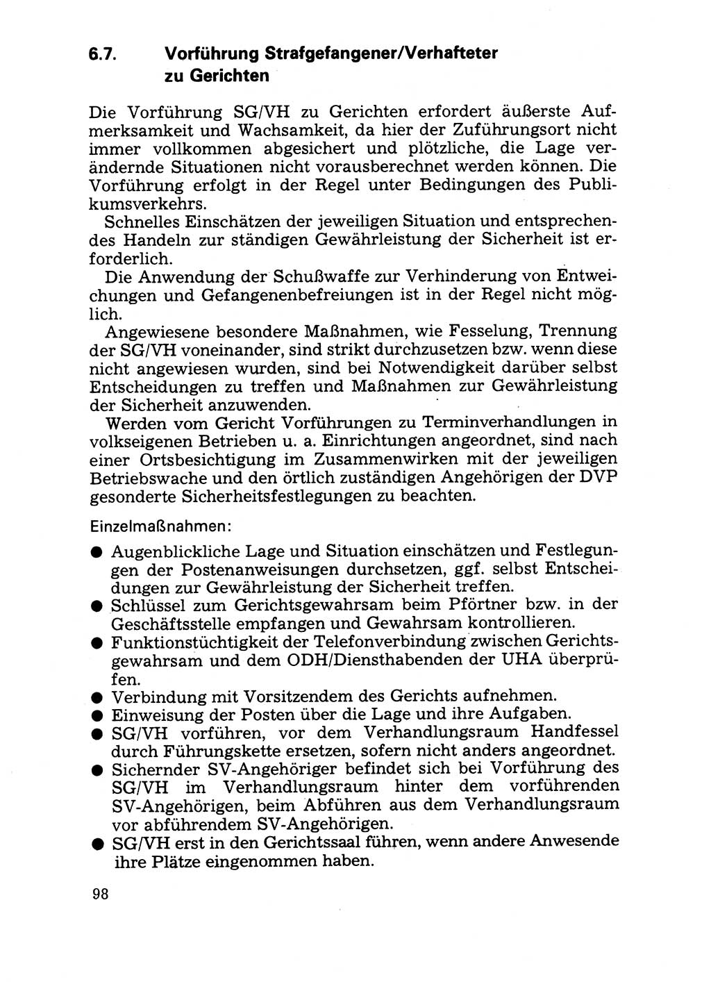 Handbuch für operative Dienste, Abteilung Strafvollzug (SV) [Ministerium des Innern (MdI) Deutsche Demokratische Republik (DDR)] 1981, Seite 98 (Hb. op. D. Abt. SV MdI DDR 1981, S. 98)