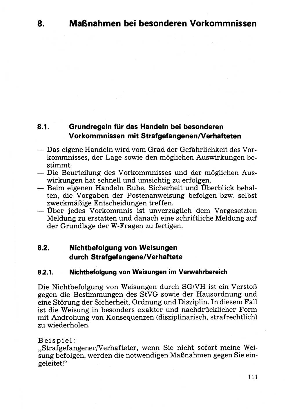 Handbuch für operative Dienste, Abteilung Strafvollzug (SV) [Ministerium des Innern (MdI) Deutsche Demokratische Republik (DDR)] 1981, Seite 111 (Hb. op. D. Abt. SV MdI DDR 1981, S. 111)
