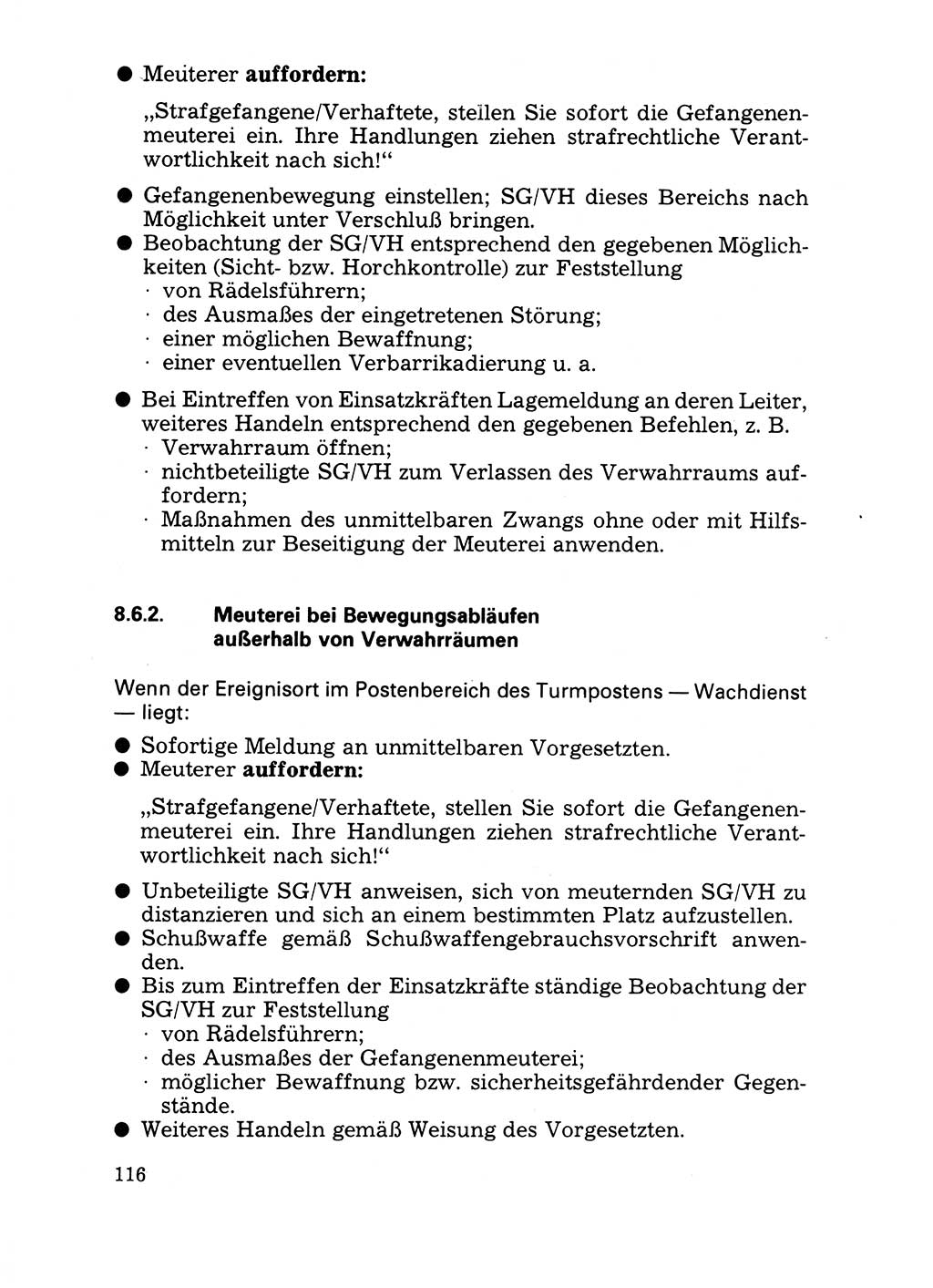 Handbuch für operative Dienste, Abteilung Strafvollzug (SV) [Ministerium des Innern (MdI) Deutsche Demokratische Republik (DDR)] 1981, Seite 116 (Hb. op. D. Abt. SV MdI DDR 1981, S. 116)