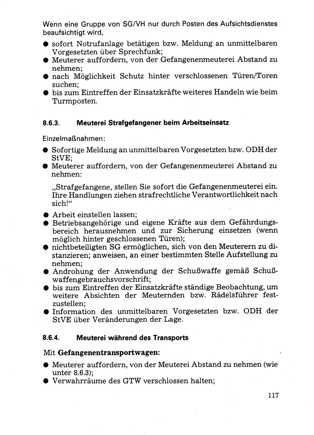Handbuch für operative Dienste, Abteilung Strafvollzug (SV) [Ministerium des Innern (MdI) Deutsche Demokratische Republik (DDR)] 1981, Seite 117 (Hb. op. D. Abt. SV MdI DDR 1981, S. 117)
