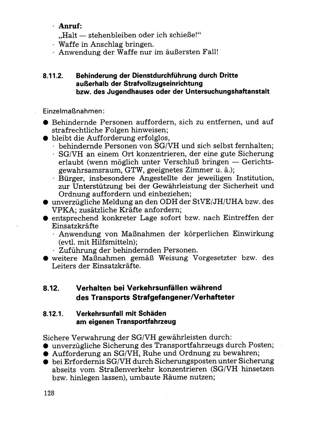 Handbuch für operative Dienste, Abteilung Strafvollzug (SV) [Ministerium des Innern (MdI) Deutsche Demokratische Republik (DDR)] 1981, Seite 128 (Hb. op. D. Abt. SV MdI DDR 1981, S. 128)