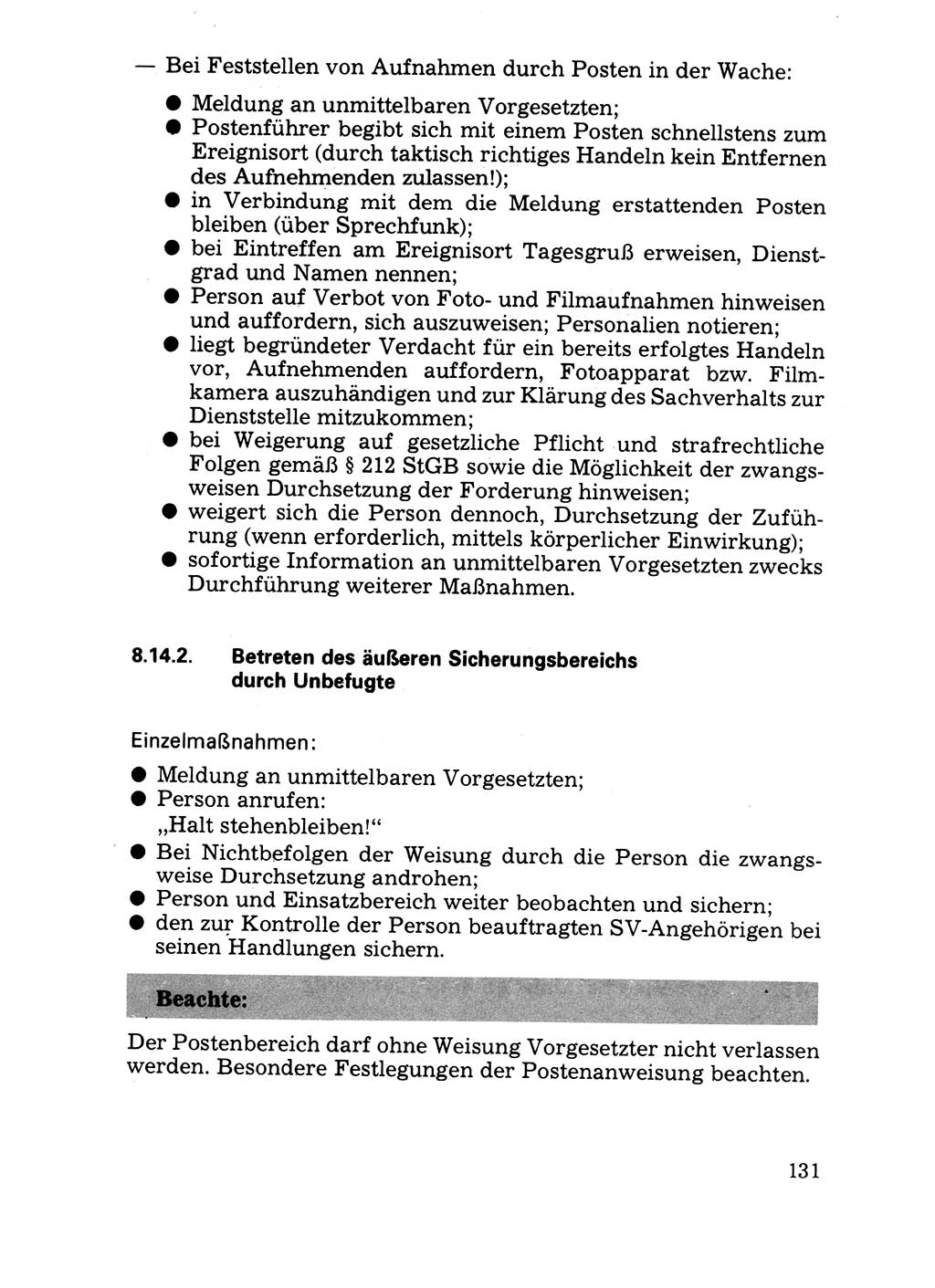 Handbuch für operative Dienste, Abteilung Strafvollzug (SV) [Ministerium des Innern (MdI) Deutsche Demokratische Republik (DDR)] 1981, Seite 131 (Hb. op. D. Abt. SV MdI DDR 1981, S. 131)