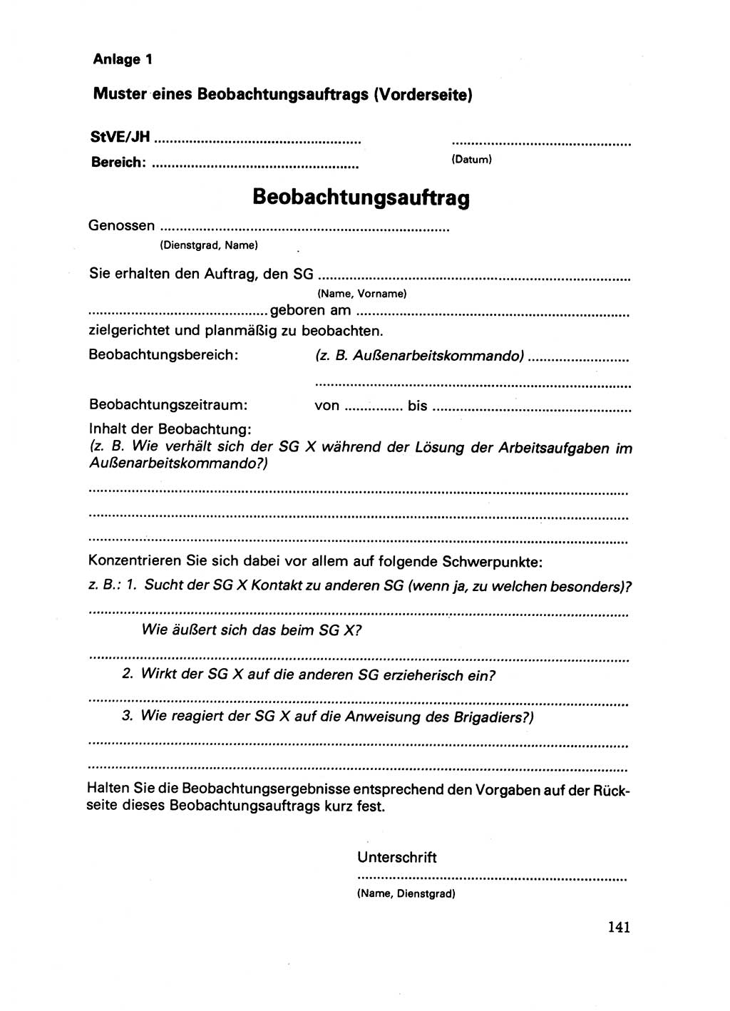 Handbuch für operative Dienste, Abteilung Strafvollzug (SV) [Ministerium des Innern (MdI) Deutsche Demokratische Republik (DDR)] 1981, Seite 141 (Hb. op. D. Abt. SV MdI DDR 1981, S. 141)
