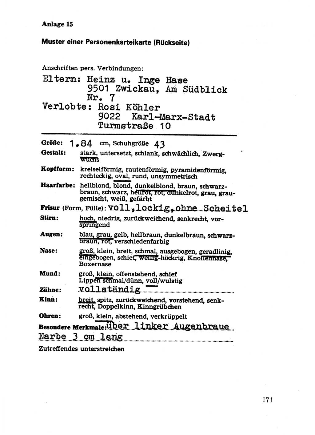 Handbuch für operative Dienste, Abteilung Strafvollzug (SV) [Ministerium des Innern (MdI) Deutsche Demokratische Republik (DDR)] 1981, Seite 171 (Hb. op. D. Abt. SV MdI DDR 1981, S. 171)