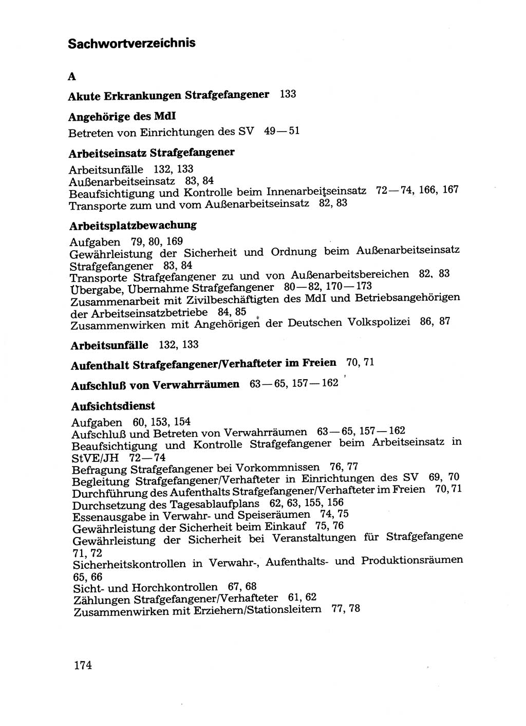 Handbuch für operative Dienste, Abteilung Strafvollzug (SV) [Ministerium des Innern (MdI) Deutsche Demokratische Republik (DDR)] 1981, Seite 174 (Hb. op. D. Abt. SV MdI DDR 1981, S. 174)