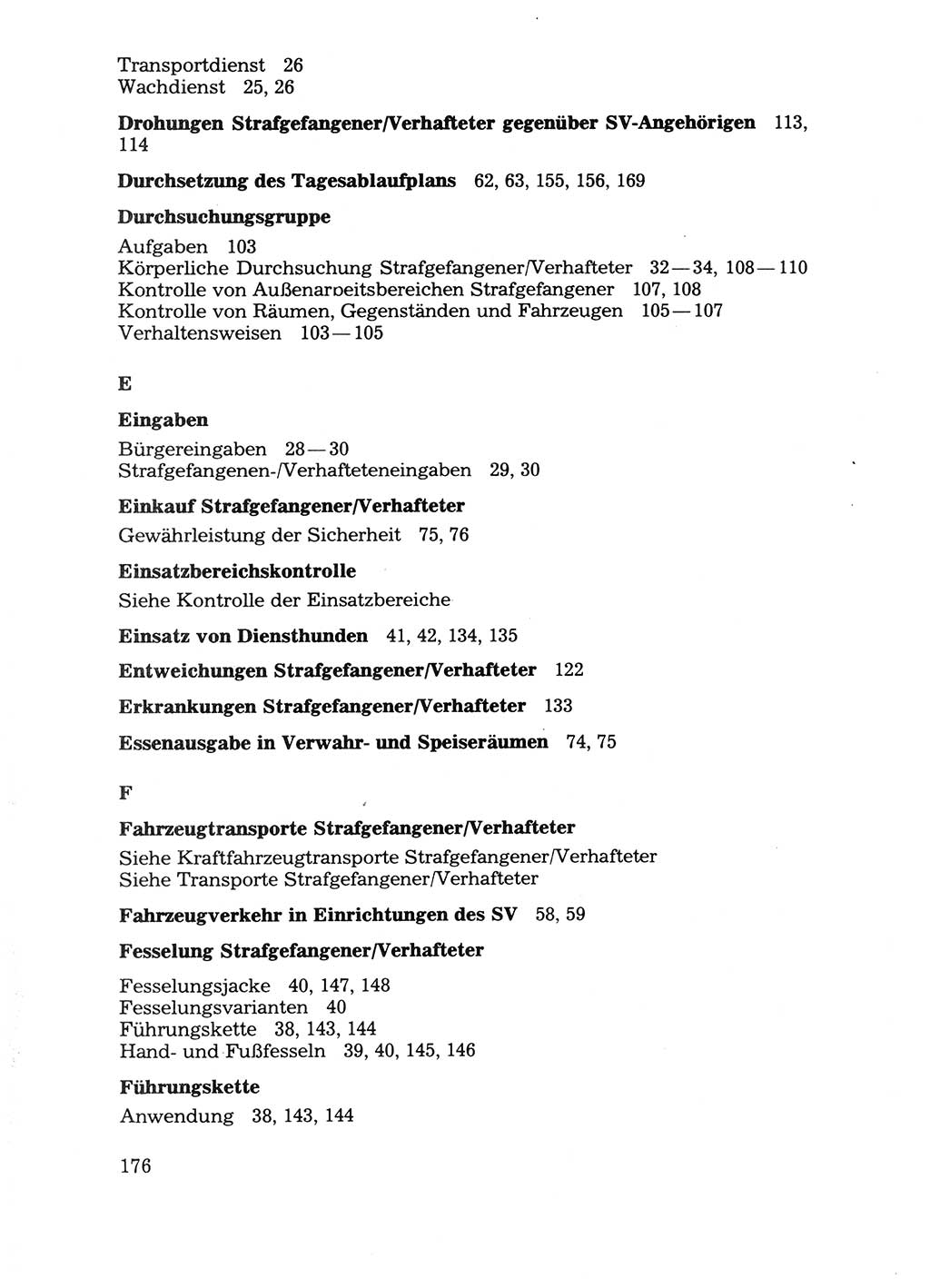 Handbuch für operative Dienste, Abteilung Strafvollzug (SV) [Ministerium des Innern (MdI) Deutsche Demokratische Republik (DDR)] 1981, Seite 176 (Hb. op. D. Abt. SV MdI DDR 1981, S. 176)