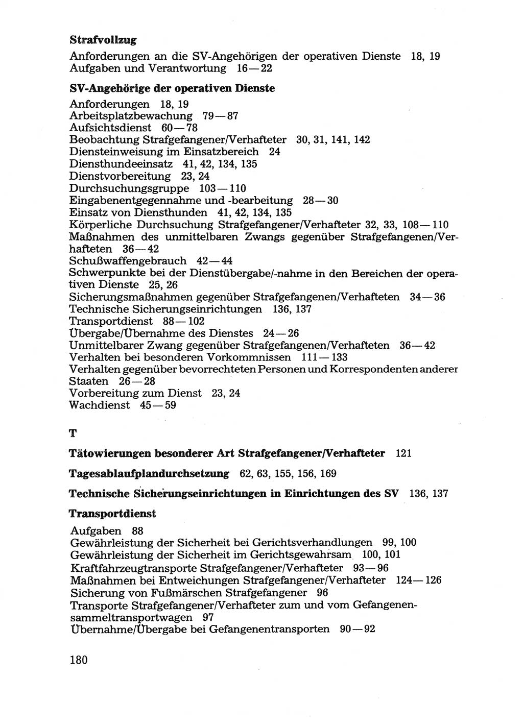 Handbuch für operative Dienste, Abteilung Strafvollzug (SV) [Ministerium des Innern (MdI) Deutsche Demokratische Republik (DDR)] 1981, Seite 180 (Hb. op. D. Abt. SV MdI DDR 1981, S. 180)
