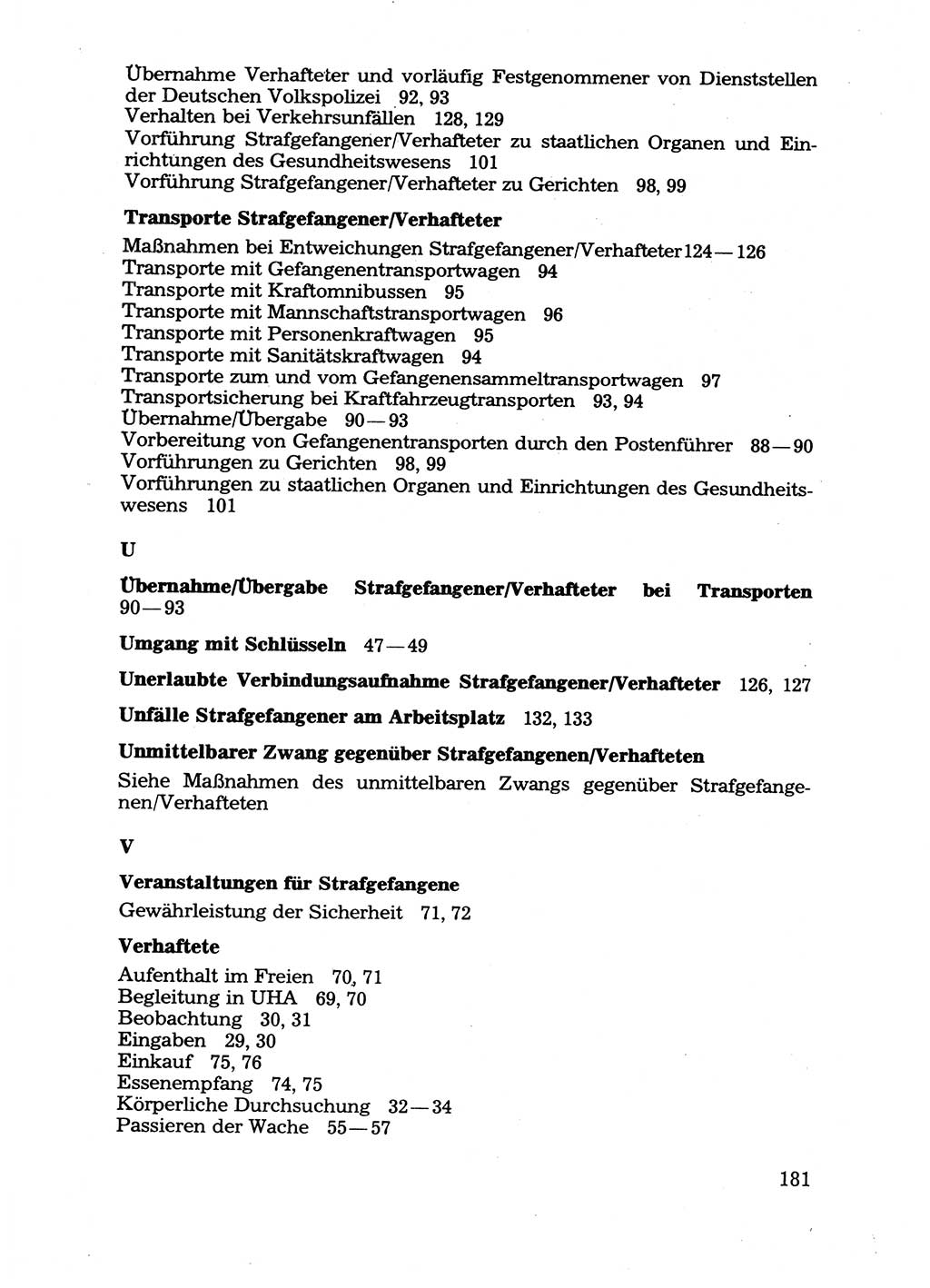 Handbuch für operative Dienste, Abteilung Strafvollzug (SV) [Ministerium des Innern (MdI) Deutsche Demokratische Republik (DDR)] 1981, Seite 181 (Hb. op. D. Abt. SV MdI DDR 1981, S. 181)