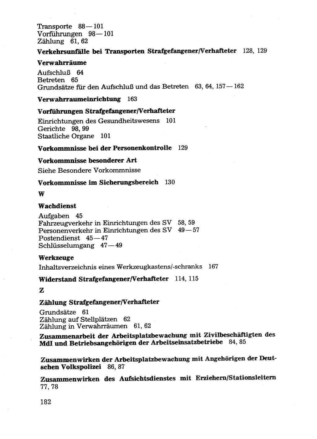 Handbuch für operative Dienste, Abteilung Strafvollzug (SV) [Ministerium des Innern (MdI) Deutsche Demokratische Republik (DDR)] 1981, Seite 182 (Hb. op. D. Abt. SV MdI DDR 1981, S. 182)