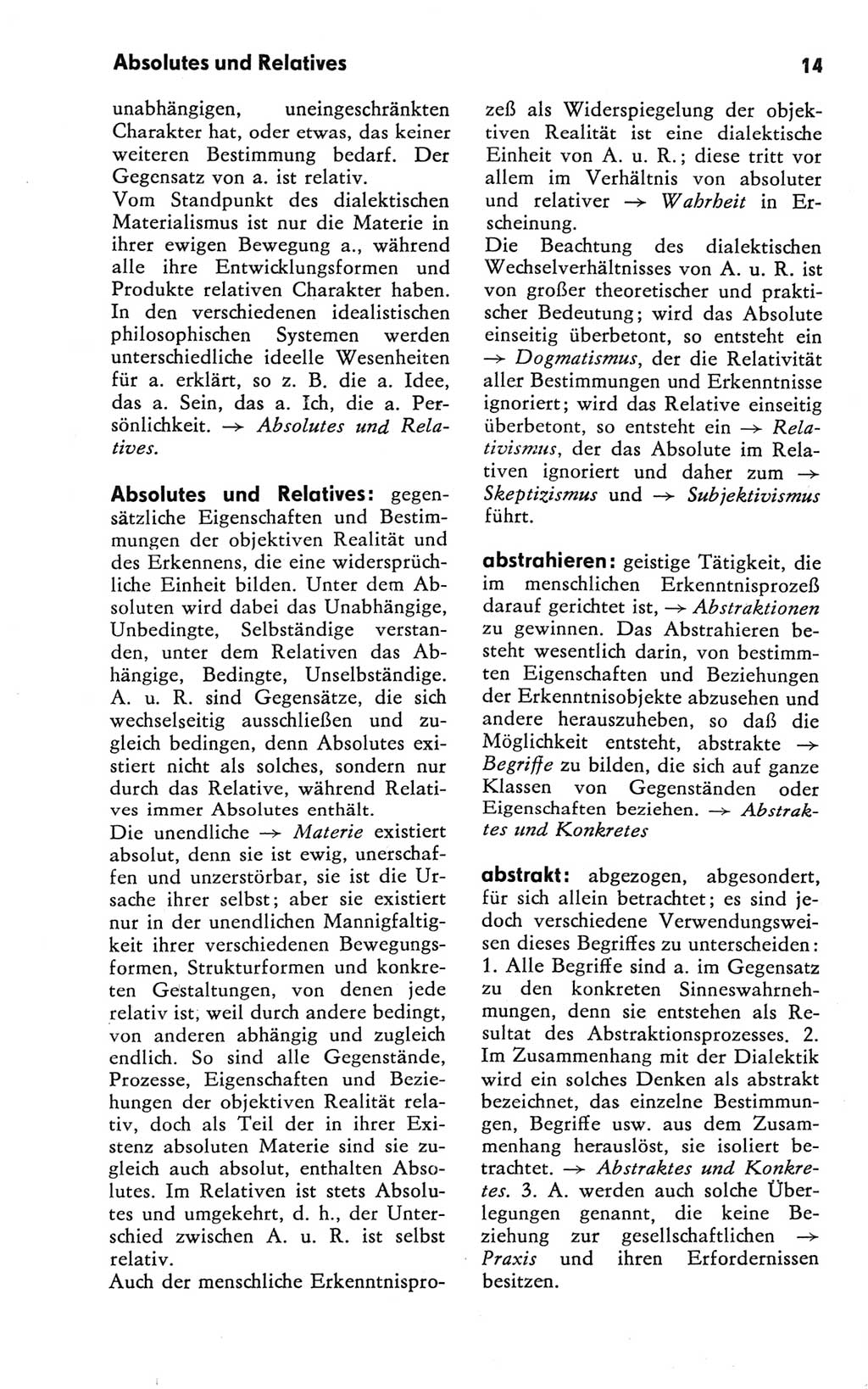 Kleines Wörterbuch der marxistisch-leninistischen Philosophie [Deutsche Demokratische Republik (DDR)] 1981, Seite 14 (Kl. Wb. ML Phil. DDR 1981, S. 14)