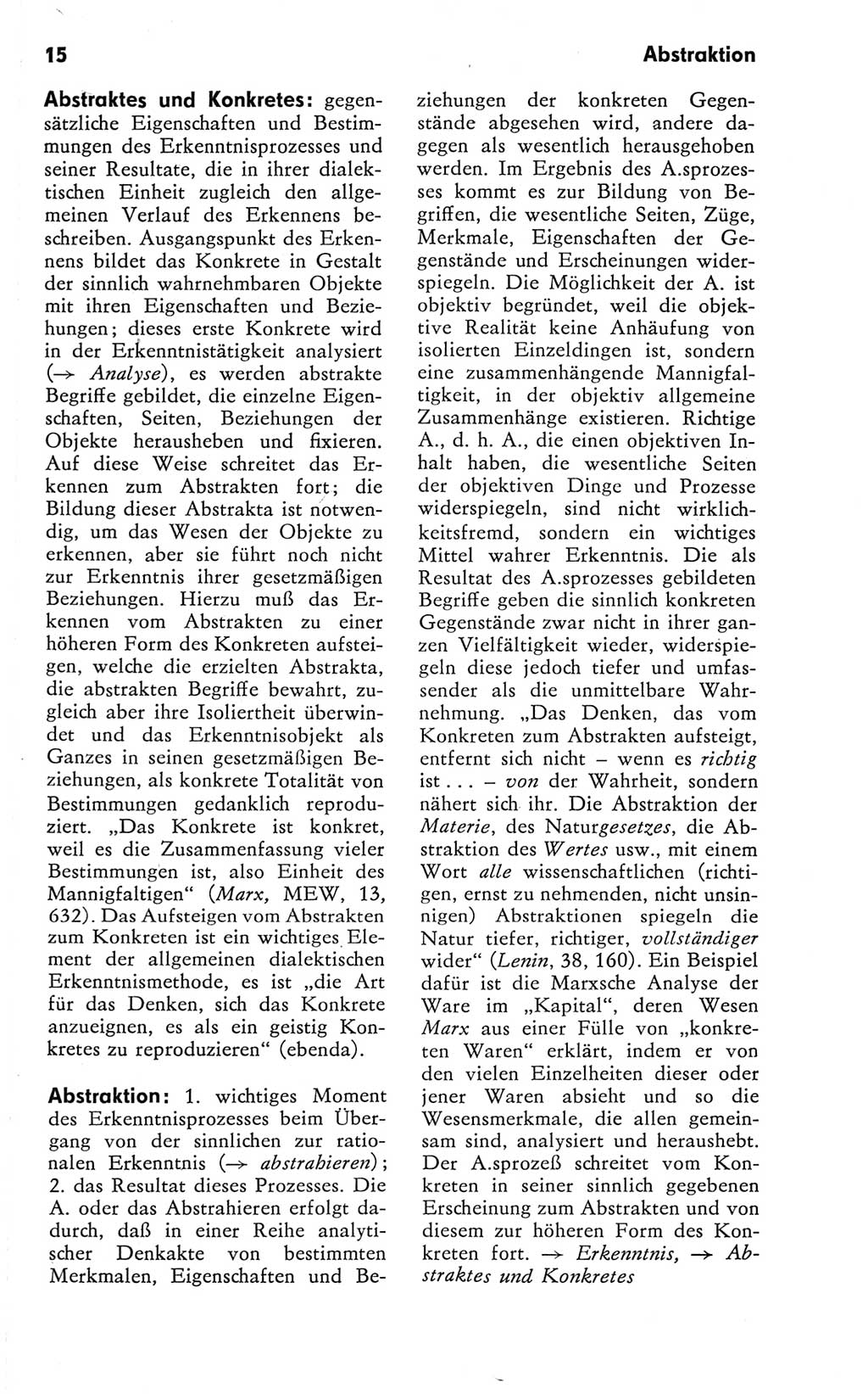 Kleines Wörterbuch der marxistisch-leninistischen Philosophie [Deutsche Demokratische Republik (DDR)] 1981, Seite 15 (Kl. Wb. ML Phil. DDR 1981, S. 15)