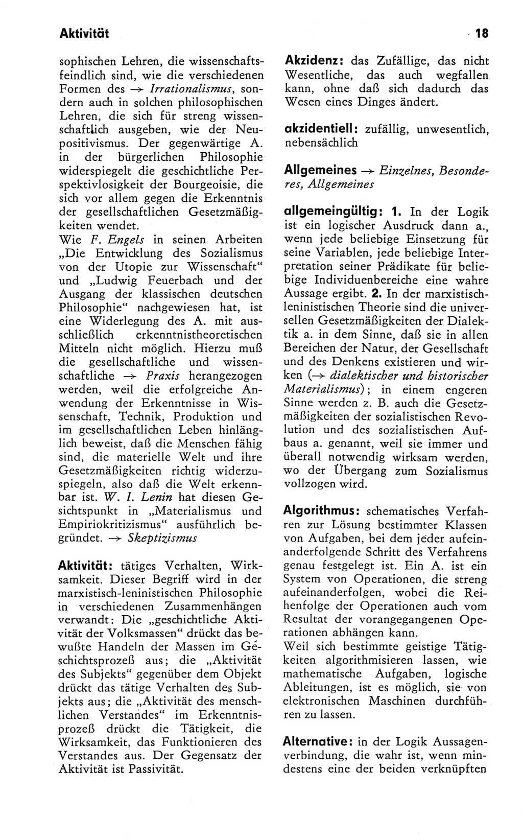 Kleines Wörterbuch der marxistisch-leninistischen Philosophie [Deutsche Demokratische Republik (DDR)] 1981, Seite 18 (Kl. Wb. ML Phil. DDR 1981, S. 18)
