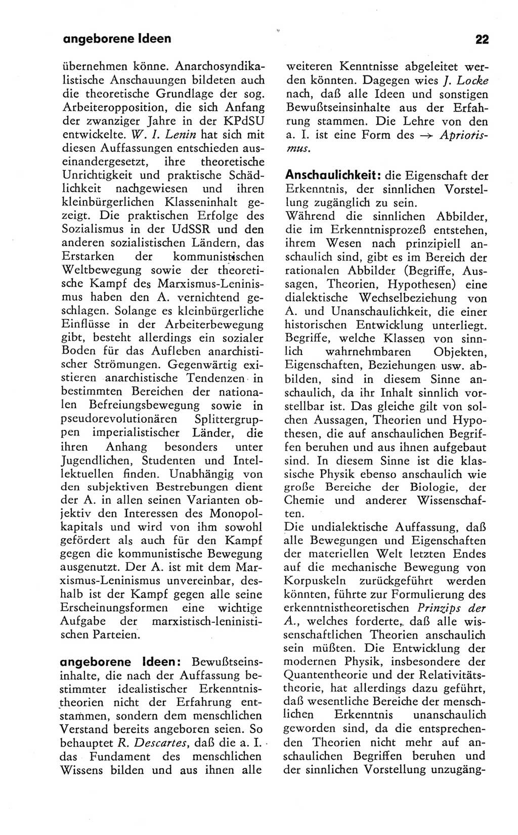 Kleines Wörterbuch der marxistisch-leninistischen Philosophie [Deutsche Demokratische Republik (DDR)] 1981, Seite 22 (Kl. Wb. ML Phil. DDR 1981, S. 22)