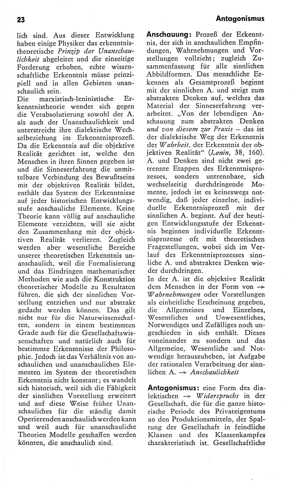 Kleines Wörterbuch der marxistisch-leninistischen Philosophie [Deutsche Demokratische Republik (DDR)] 1981, Seite 23 (Kl. Wb. ML Phil. DDR 1981, S. 23)