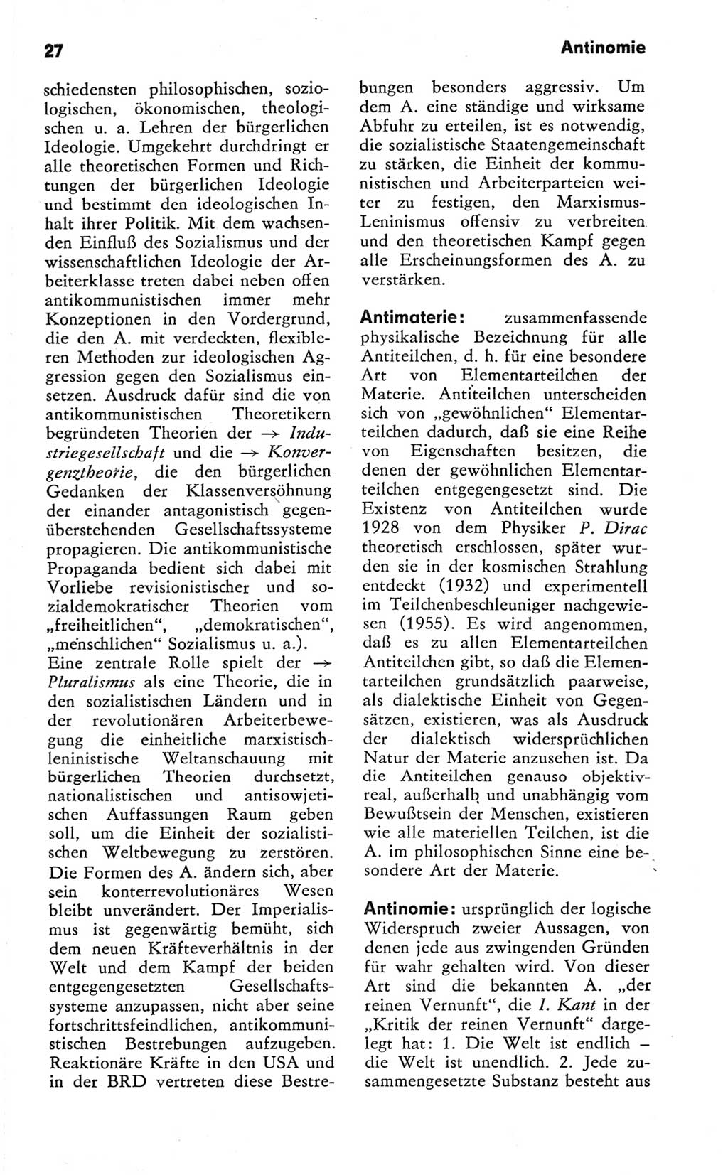 Kleines Wörterbuch der marxistisch-leninistischen Philosophie [Deutsche Demokratische Republik (DDR)] 1981, Seite 27 (Kl. Wb. ML Phil. DDR 1981, S. 27)