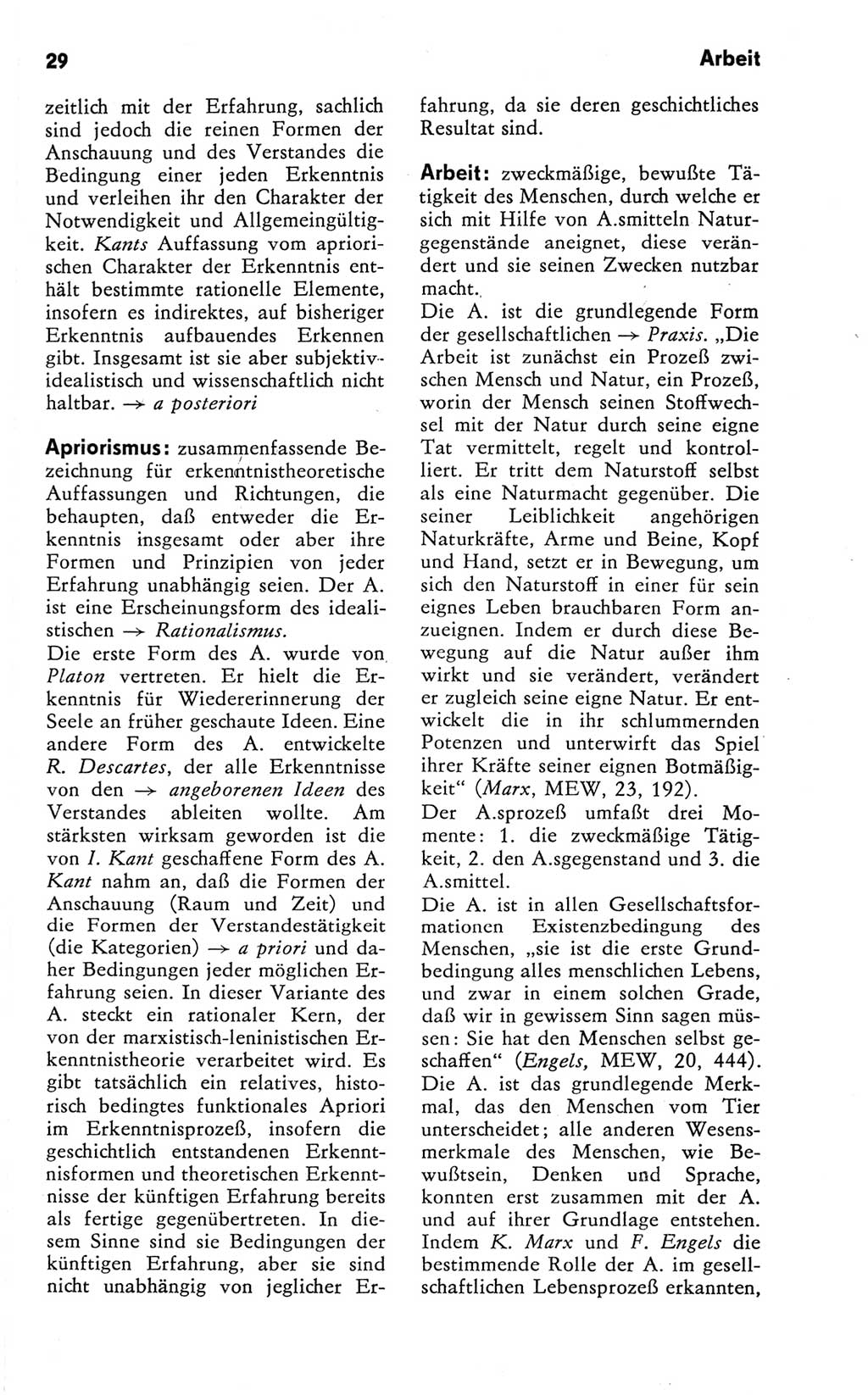 Kleines Wörterbuch der marxistisch-leninistischen Philosophie [Deutsche Demokratische Republik (DDR)] 1981, Seite 29 (Kl. Wb. ML Phil. DDR 1981, S. 29)