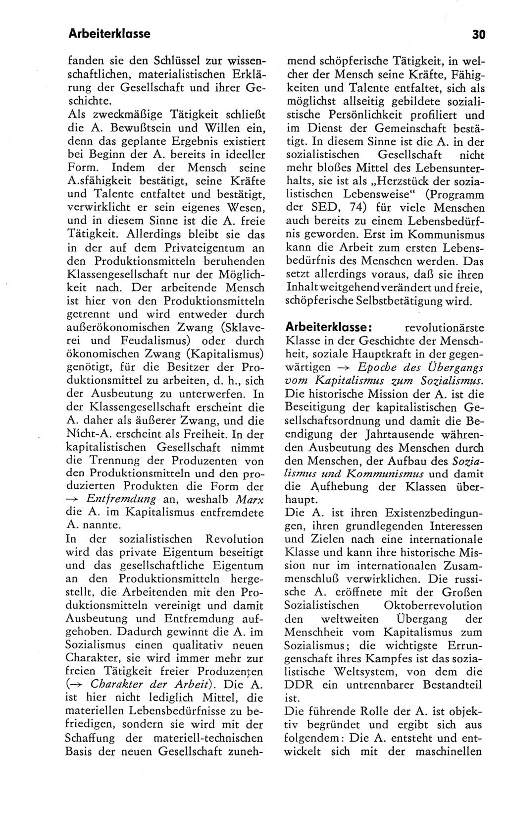 Kleines Wörterbuch der marxistisch-leninistischen Philosophie [Deutsche Demokratische Republik (DDR)] 1981, Seite 30 (Kl. Wb. ML Phil. DDR 1981, S. 30)