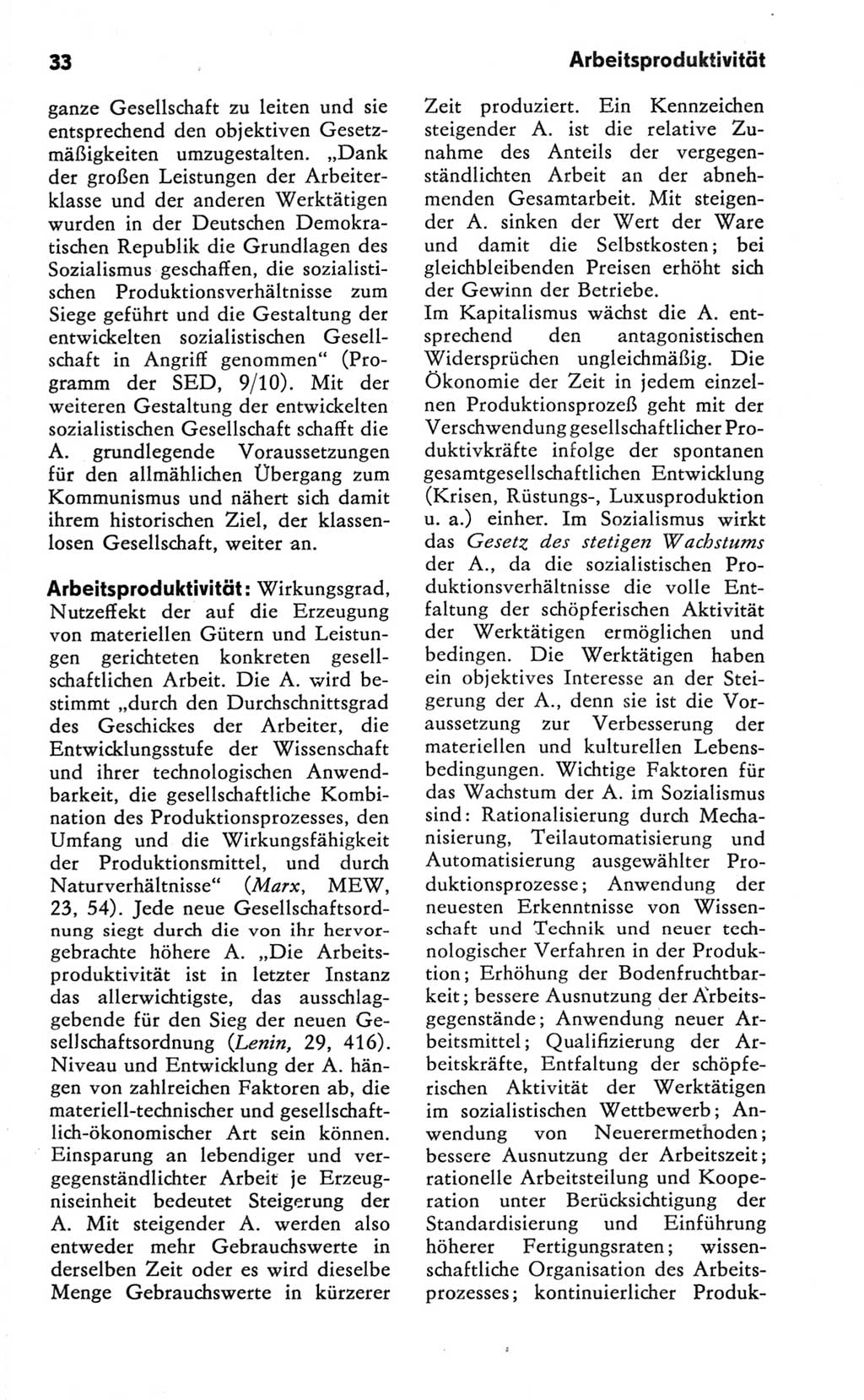 Kleines Wörterbuch der marxistisch-leninistischen Philosophie [Deutsche Demokratische Republik (DDR)] 1981, Seite 33 (Kl. Wb. ML Phil. DDR 1981, S. 33)