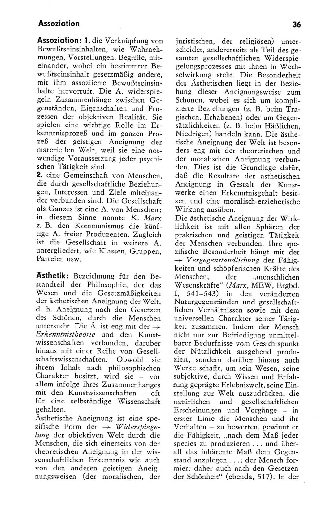Kleines Wörterbuch der marxistisch-leninistischen Philosophie [Deutsche Demokratische Republik (DDR)] 1981, Seite 36 (Kl. Wb. ML Phil. DDR 1981, S. 36)