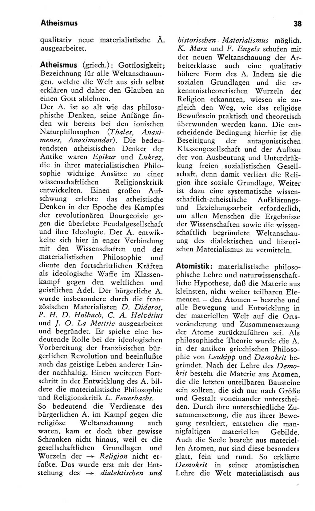Kleines Wörterbuch der marxistisch-leninistischen Philosophie [Deutsche Demokratische Republik (DDR)] 1981, Seite 38 (Kl. Wb. ML Phil. DDR 1981, S. 38)