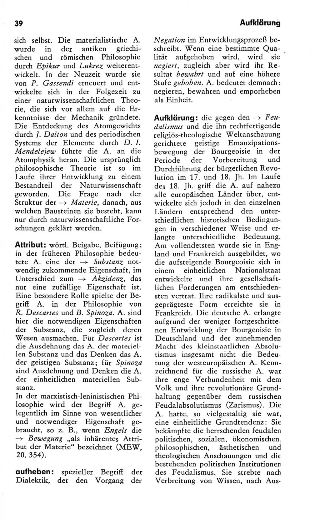 Kleines Wörterbuch der marxistisch-leninistischen Philosophie [Deutsche Demokratische Republik (DDR)] 1981, Seite 39 (Kl. Wb. ML Phil. DDR 1981, S. 39)
