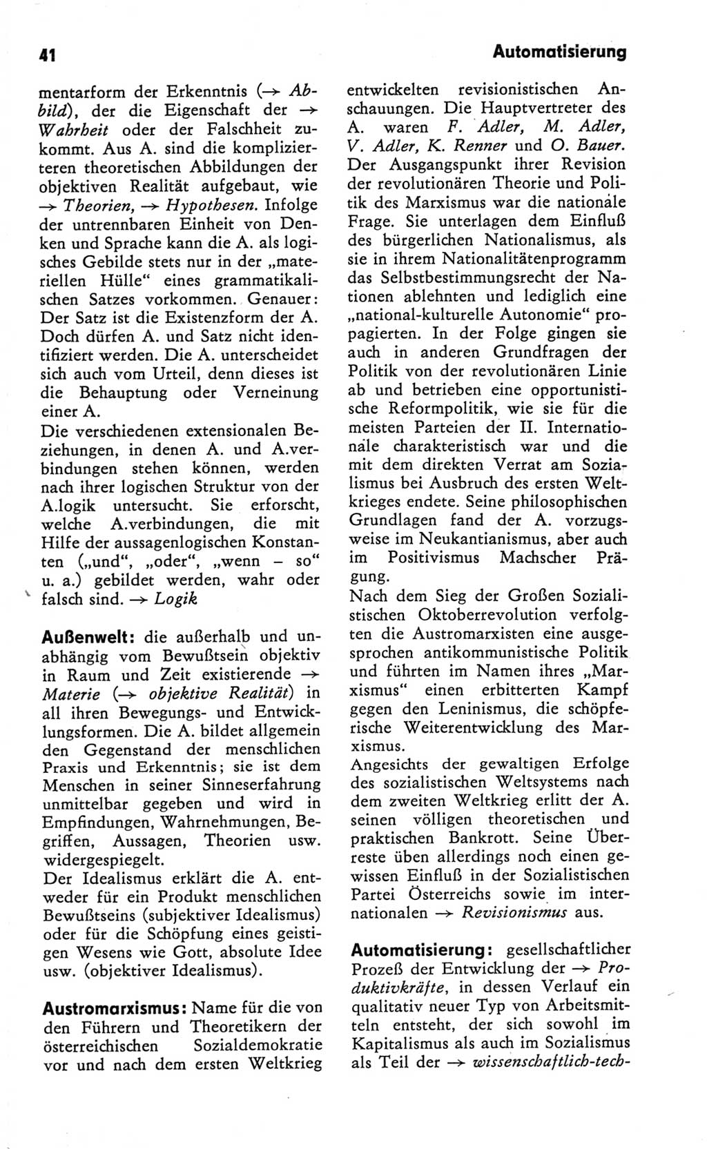 Kleines Wörterbuch der marxistisch-leninistischen Philosophie [Deutsche Demokratische Republik (DDR)] 1981, Seite 41 (Kl. Wb. ML Phil. DDR 1981, S. 41)