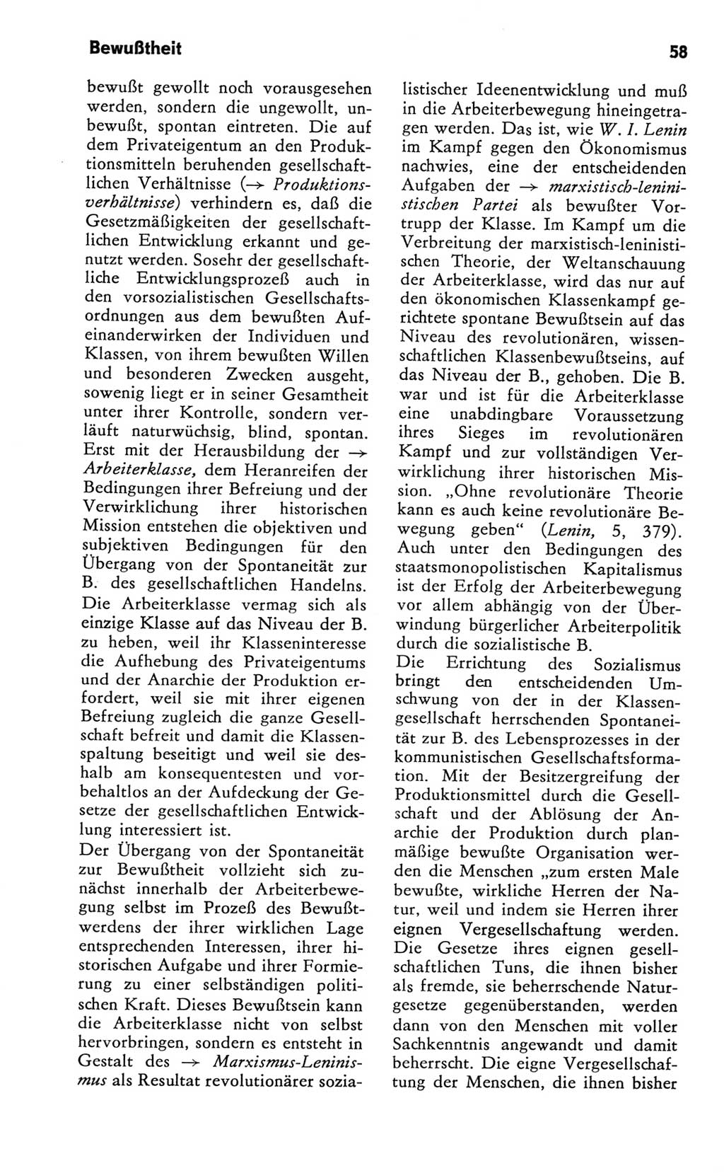Kleines Wörterbuch der marxistisch-leninistischen Philosophie [Deutsche Demokratische Republik (DDR)] 1981, Seite 58 (Kl. Wb. ML Phil. DDR 1981, S. 58)