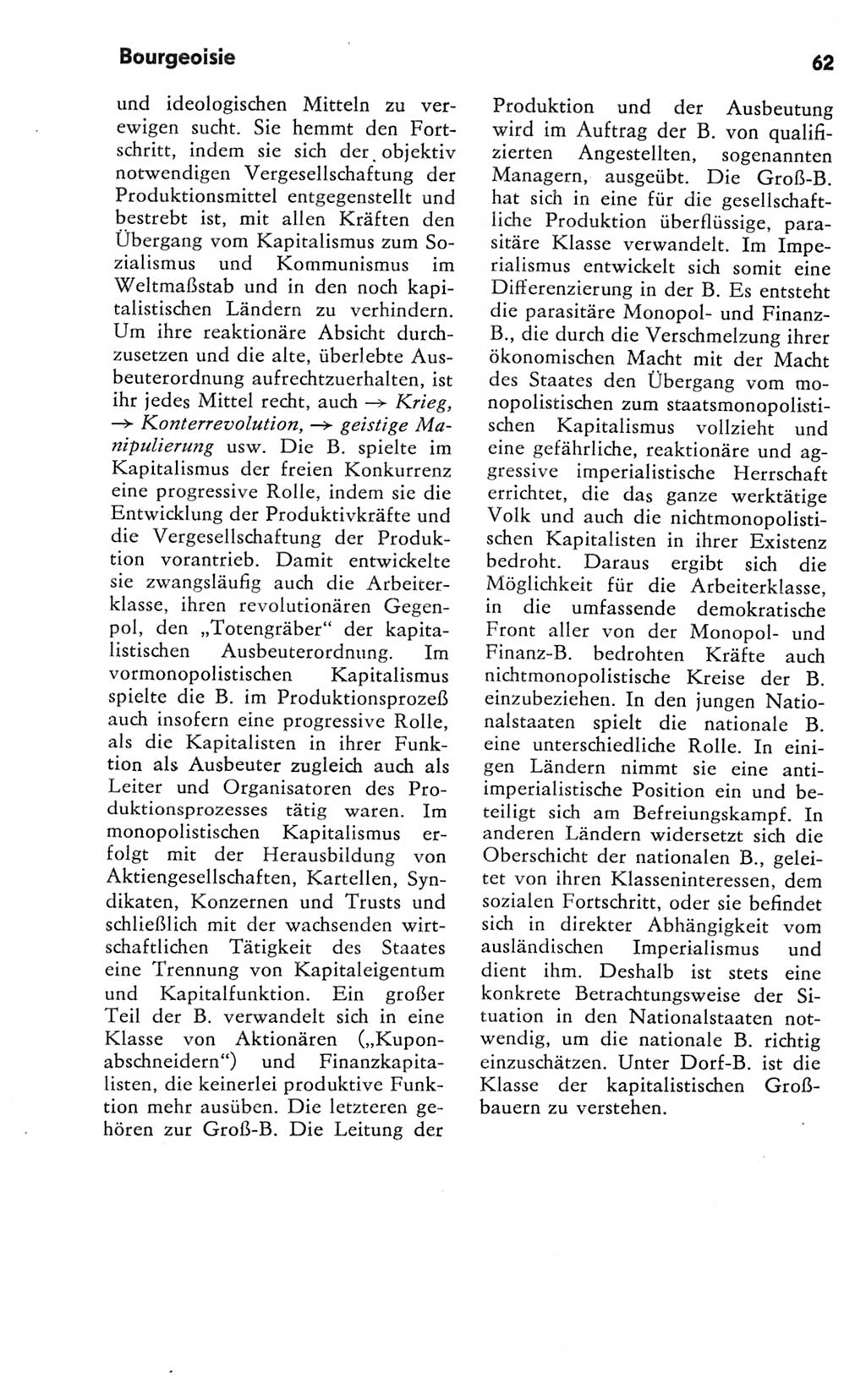 Kleines Wörterbuch der marxistisch-leninistischen Philosophie [Deutsche Demokratische Republik (DDR)] 1981, Seite 62 (Kl. Wb. ML Phil. DDR 1981, S. 62)