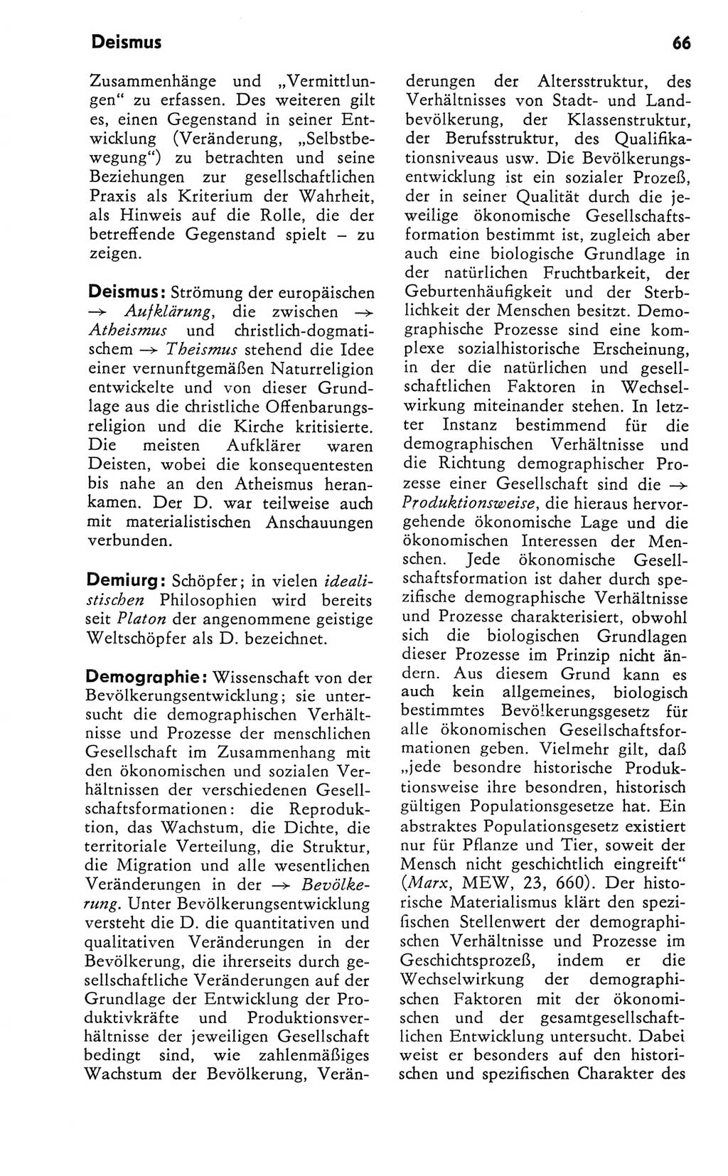Kleines Wörterbuch der marxistisch-leninistischen Philosophie [Deutsche Demokratische Republik (DDR)] 1981, Seite 66 (Kl. Wb. ML Phil. DDR 1981, S. 66)