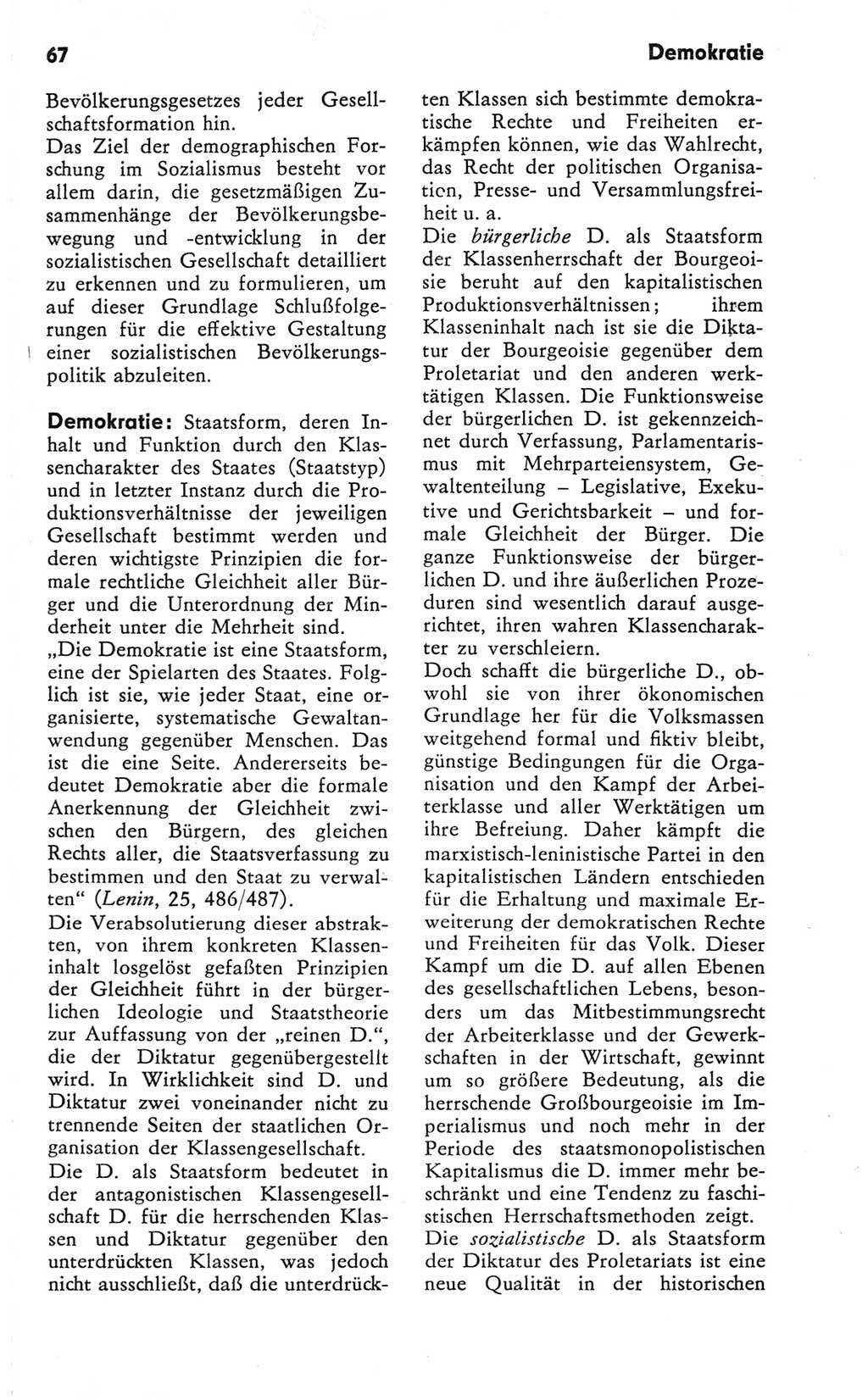 Kleines Wörterbuch der marxistisch-leninistischen Philosophie [Deutsche Demokratische Republik (DDR)] 1981, Seite 67 (Kl. Wb. ML Phil. DDR 1981, S. 67)