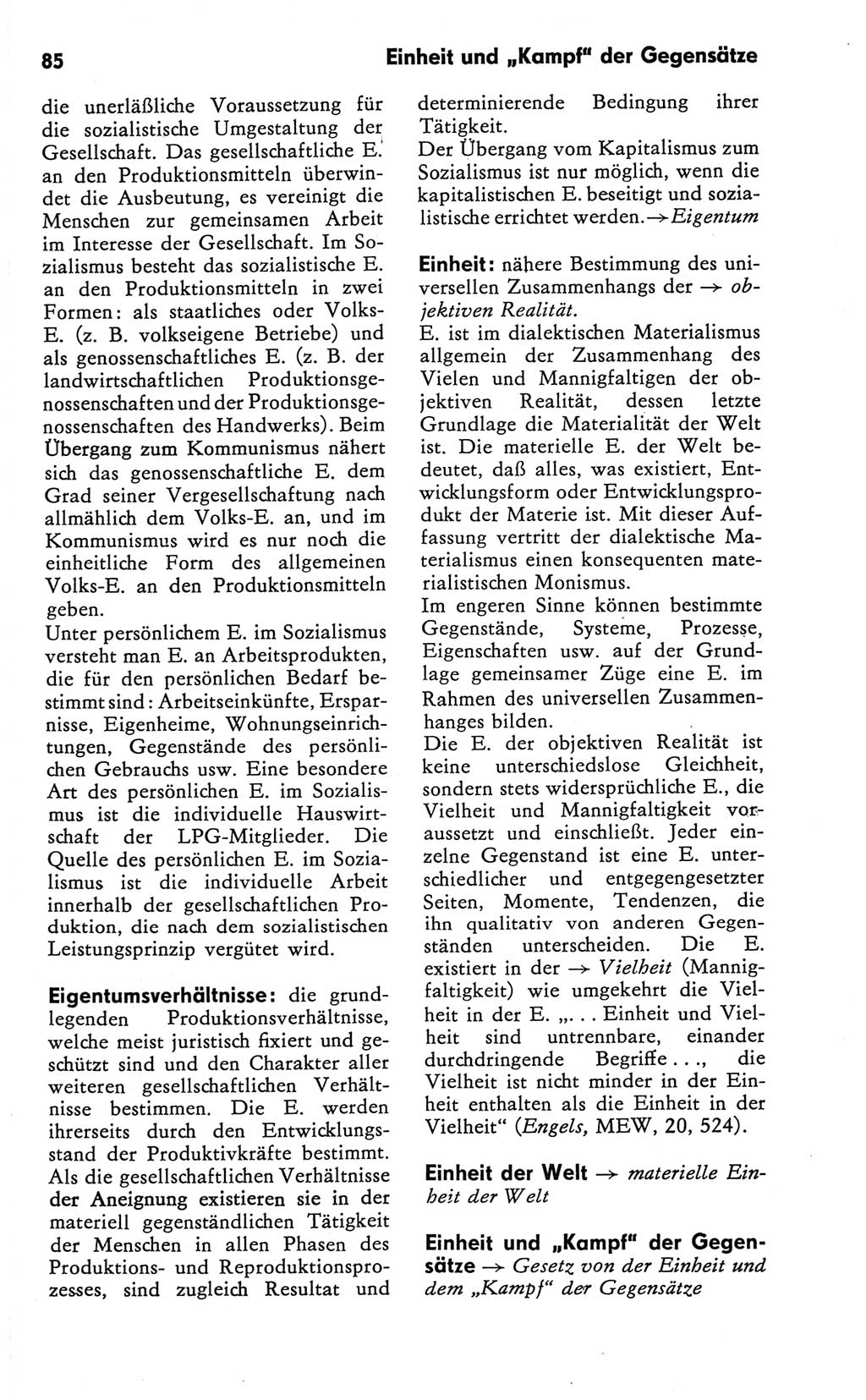 Kleines Wörterbuch der marxistisch-leninistischen Philosophie [Deutsche Demokratische Republik (DDR)] 1981, Seite 85 (Kl. Wb. ML Phil. DDR 1981, S. 85)
