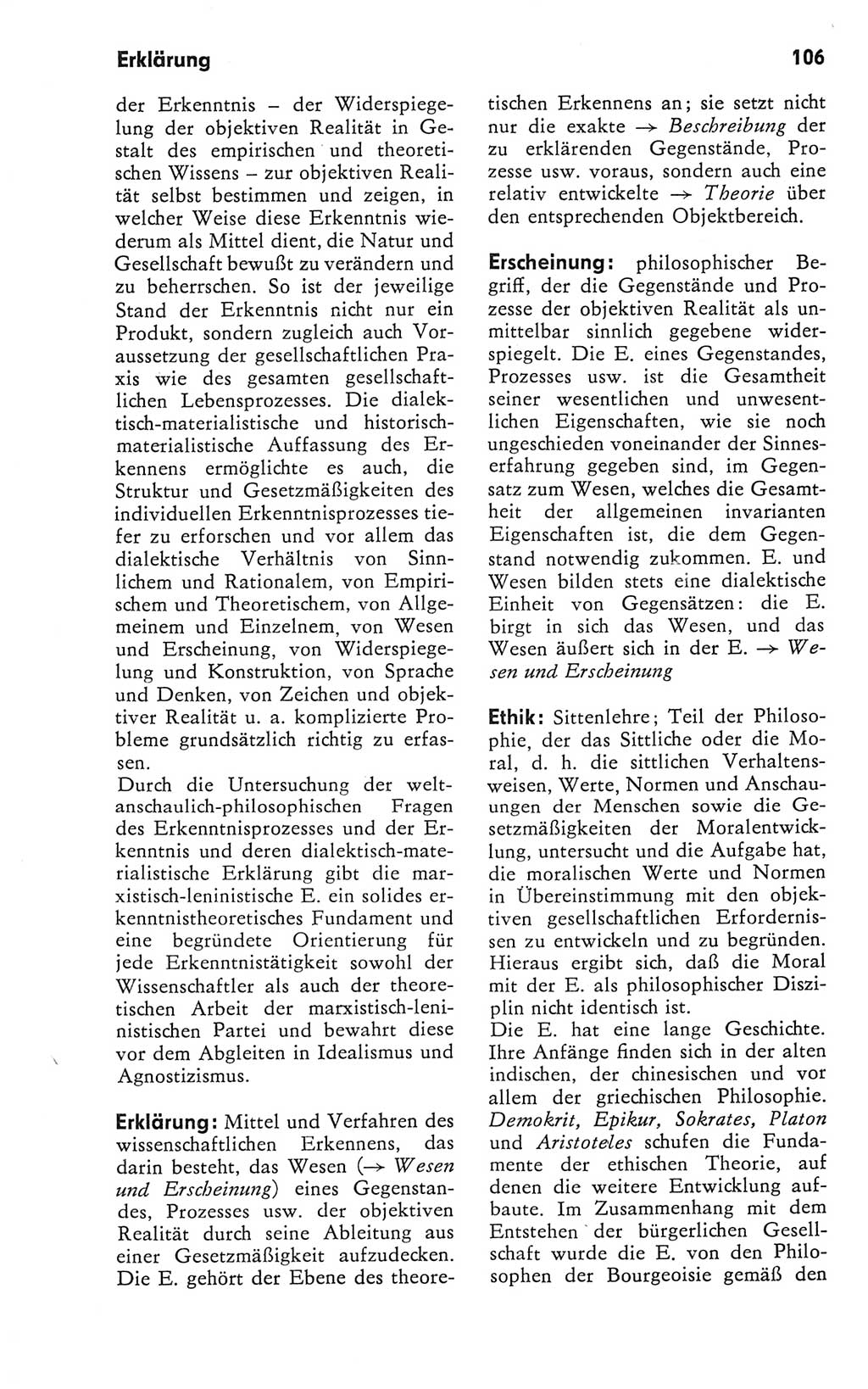 Kleines Wörterbuch der marxistisch-leninistischen Philosophie [Deutsche Demokratische Republik (DDR)] 1981, Seite 106 (Kl. Wb. ML Phil. DDR 1981, S. 106)