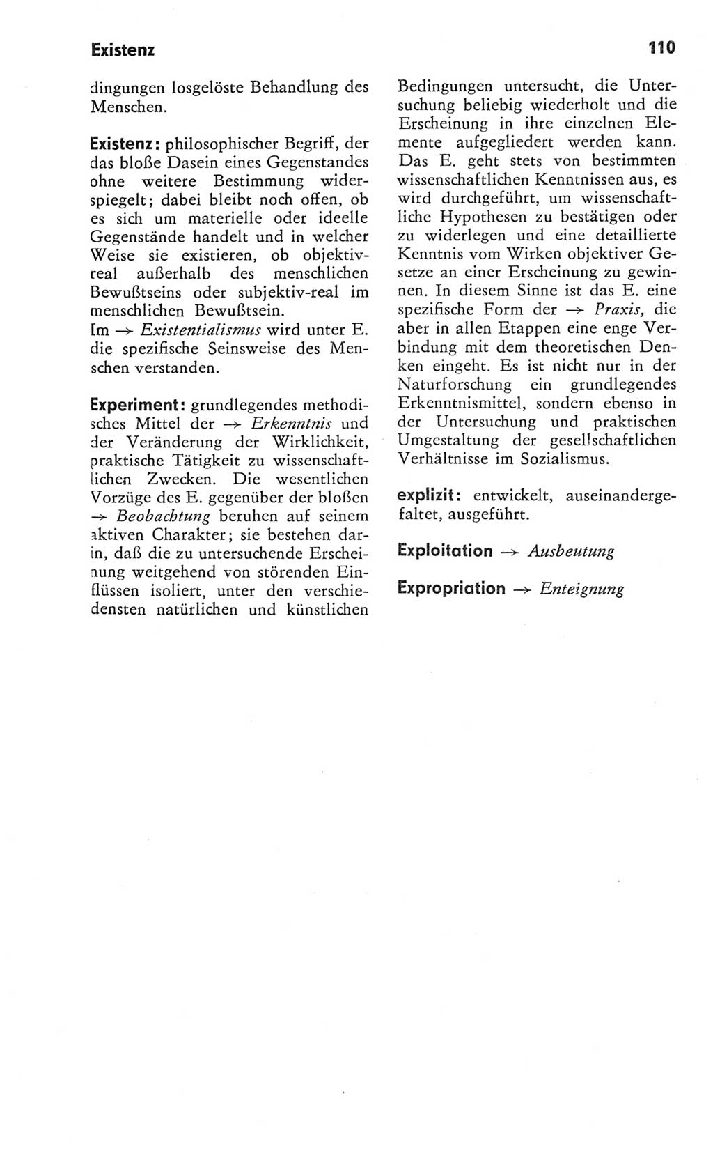 Kleines Wörterbuch der marxistisch-leninistischen Philosophie [Deutsche Demokratische Republik (DDR)] 1981, Seite 110 (Kl. Wb. ML Phil. DDR 1981, S. 110)