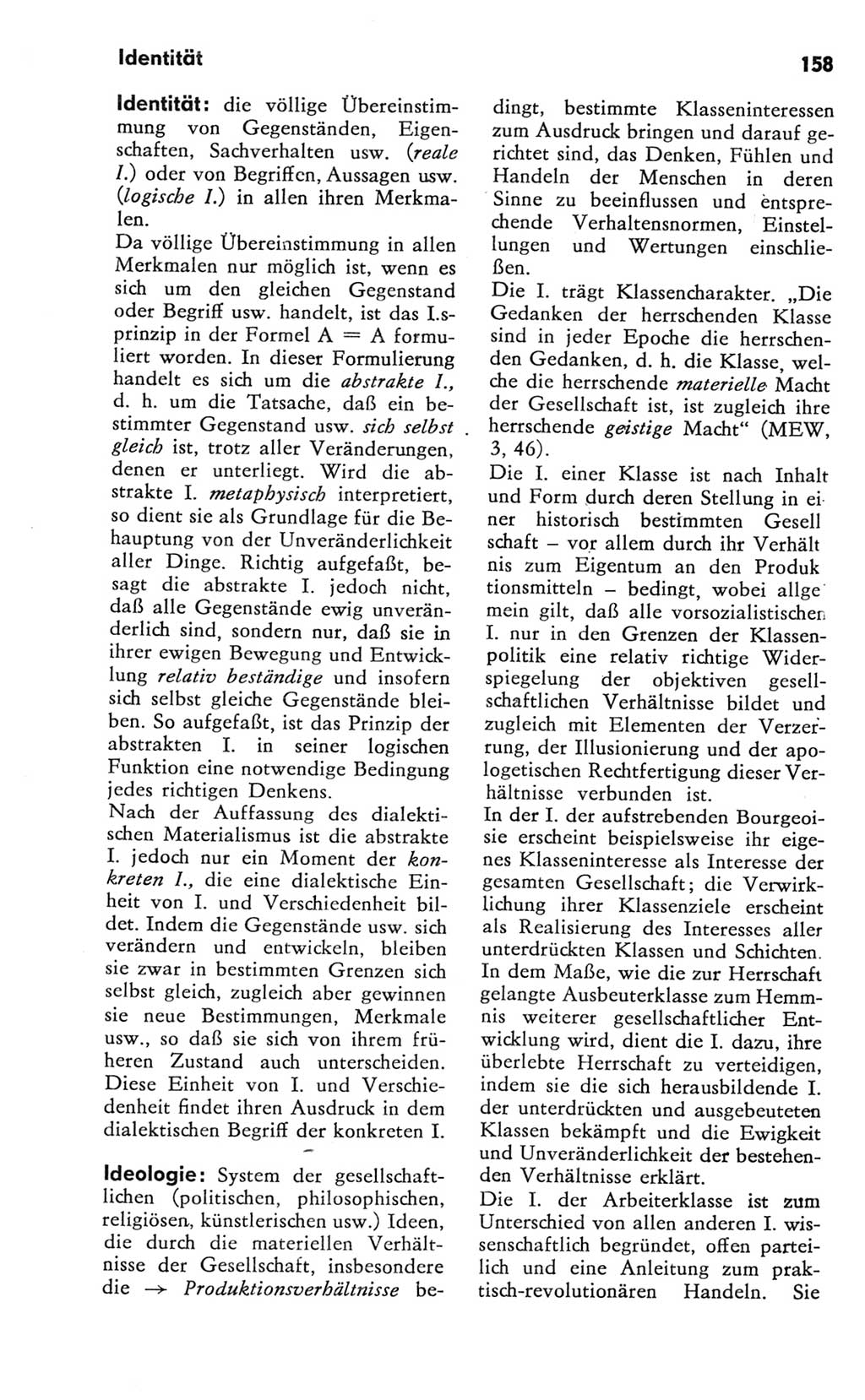 Kleines Wörterbuch der marxistisch-leninistischen Philosophie [Deutsche Demokratische Republik (DDR)] 1981, Seite 158 (Kl. Wb. ML Phil. DDR 1981, S. 158)