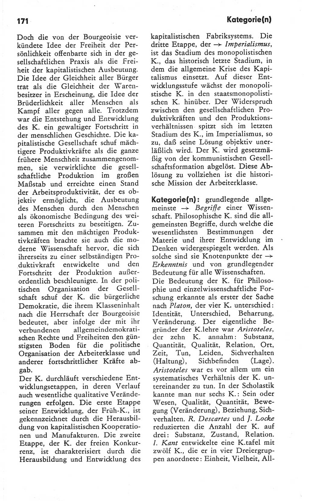 Kleines Wörterbuch der marxistisch-leninistischen Philosophie [Deutsche Demokratische Republik (DDR)] 1981, Seite 171 (Kl. Wb. ML Phil. DDR 1981, S. 171)
