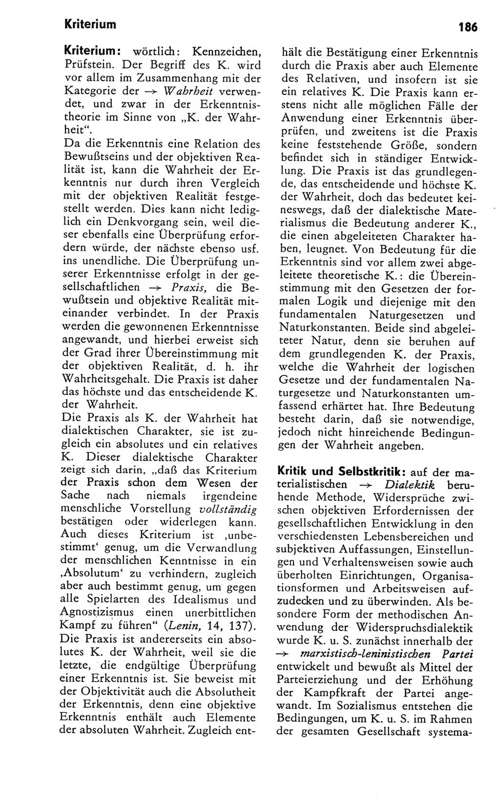 Kleines Wörterbuch der marxistisch-leninistischen Philosophie [Deutsche Demokratische Republik (DDR)] 1981, Seite 186 (Kl. Wb. ML Phil. DDR 1981, S. 186)